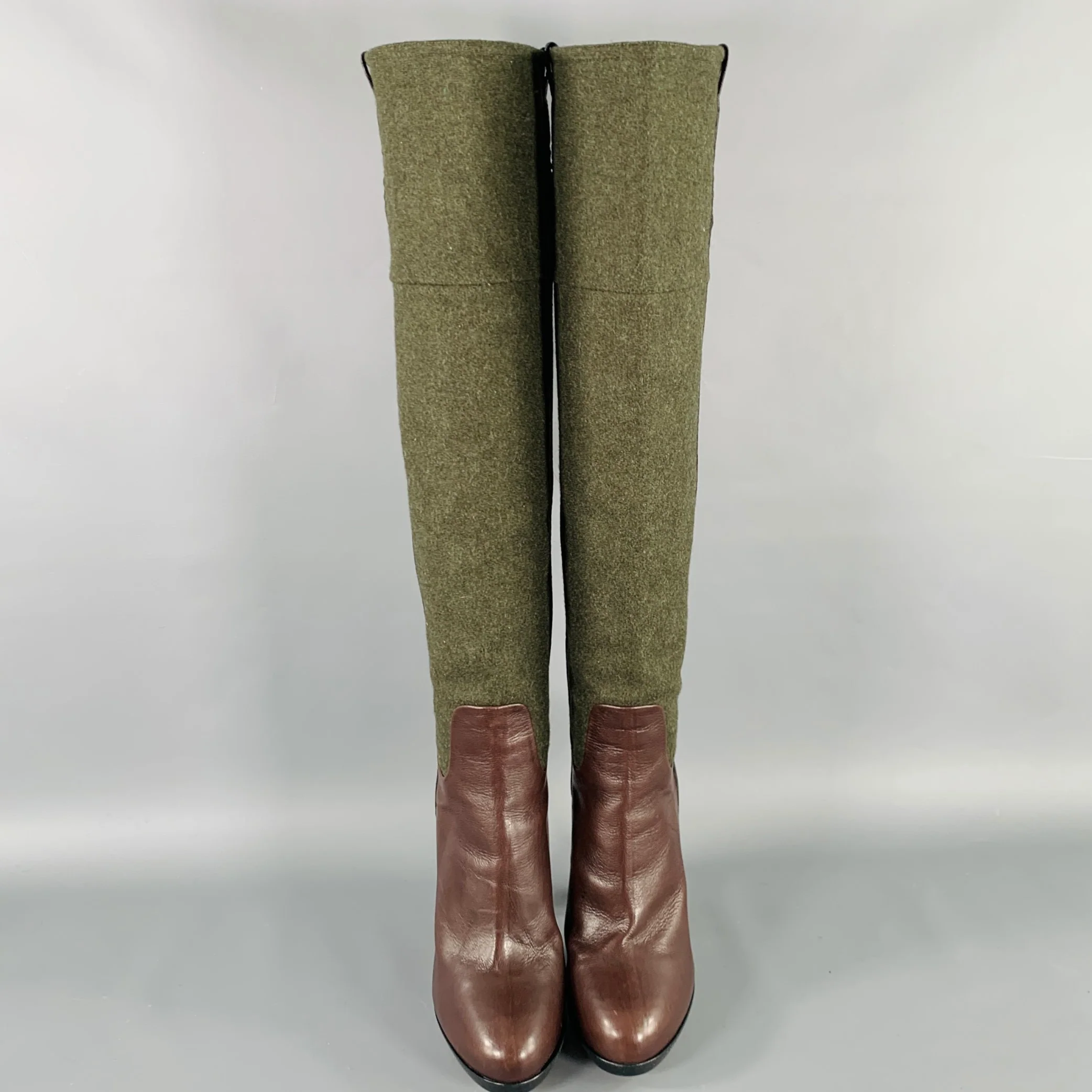 REED KRAKOFF Size 6.5 Brown Dark Green Leather Pull On Boots - Image 4