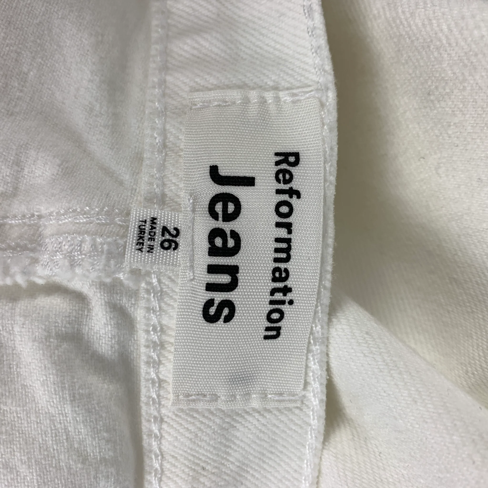REFORMATION Size 26 Off White Cotton Distressed High Waisted Jeans - Image 4