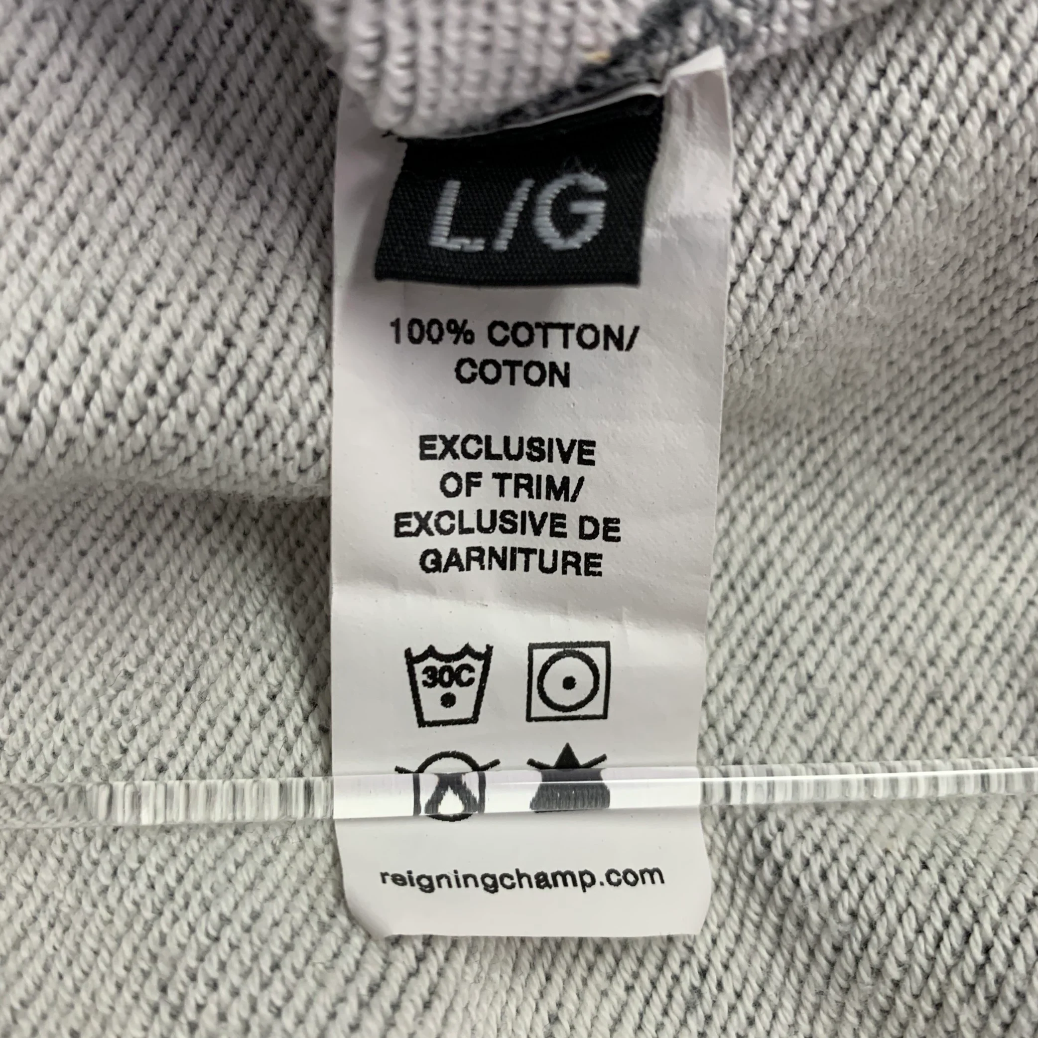 REIGNING CHAMP Size L Grey Melange Cotton Hoodie Sweatshirt - Image 5