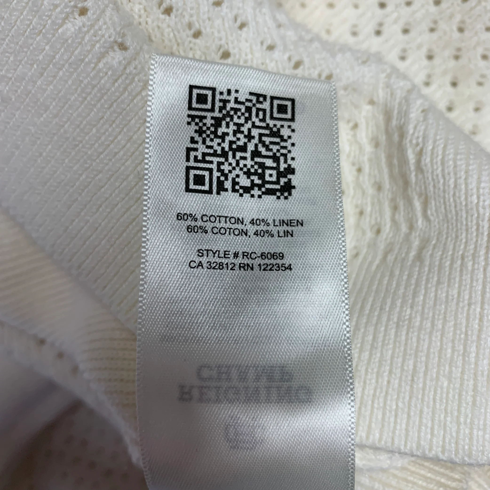 REIGNING CHAMP Size XL Victor Cream Mesh Knit Cotton Linen Open Collar Polo - Image 7