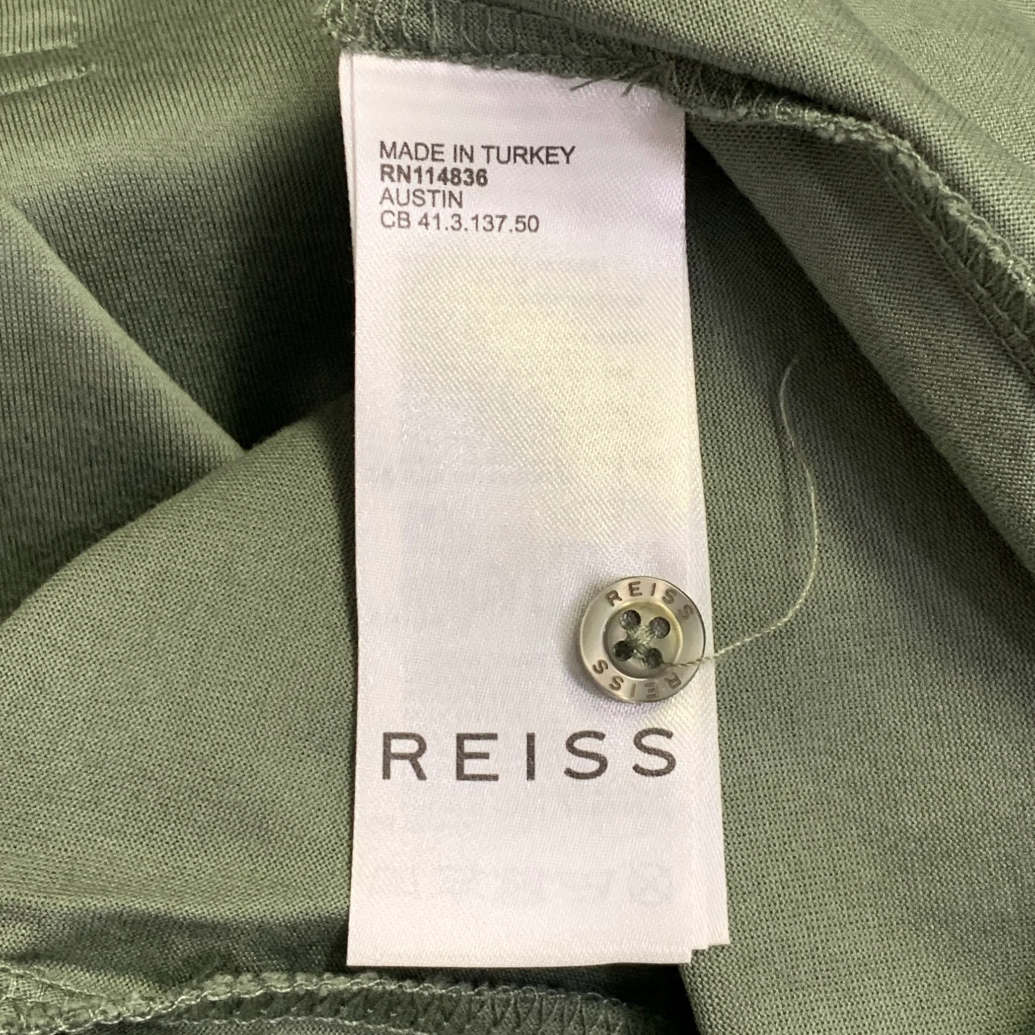 REISS Size M Austin Green Sage Cotton One Pocket Polo - Image 5