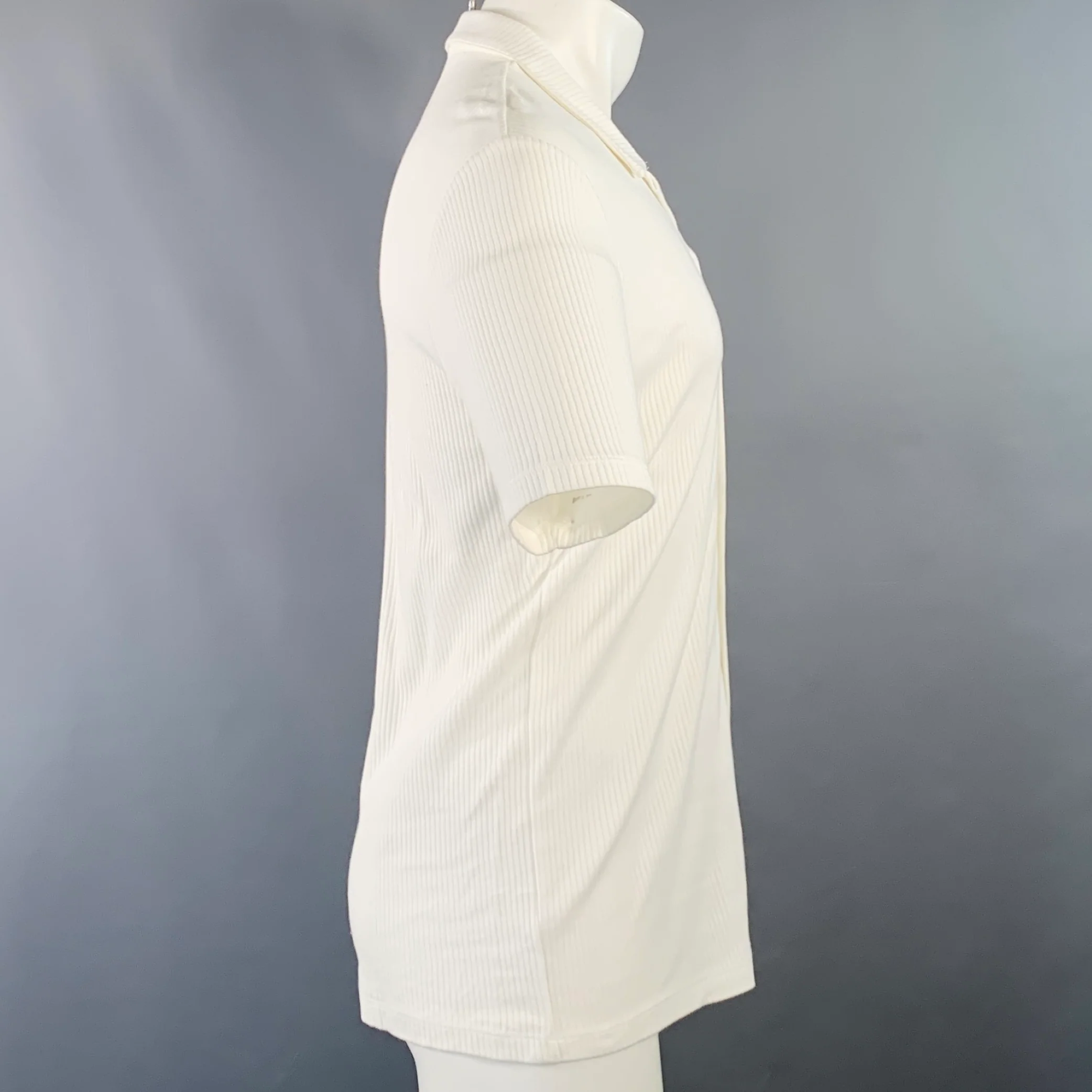 REISS Size M Butler White Ribbed Cotton Camp Short Sleeve Shirt - Image 2