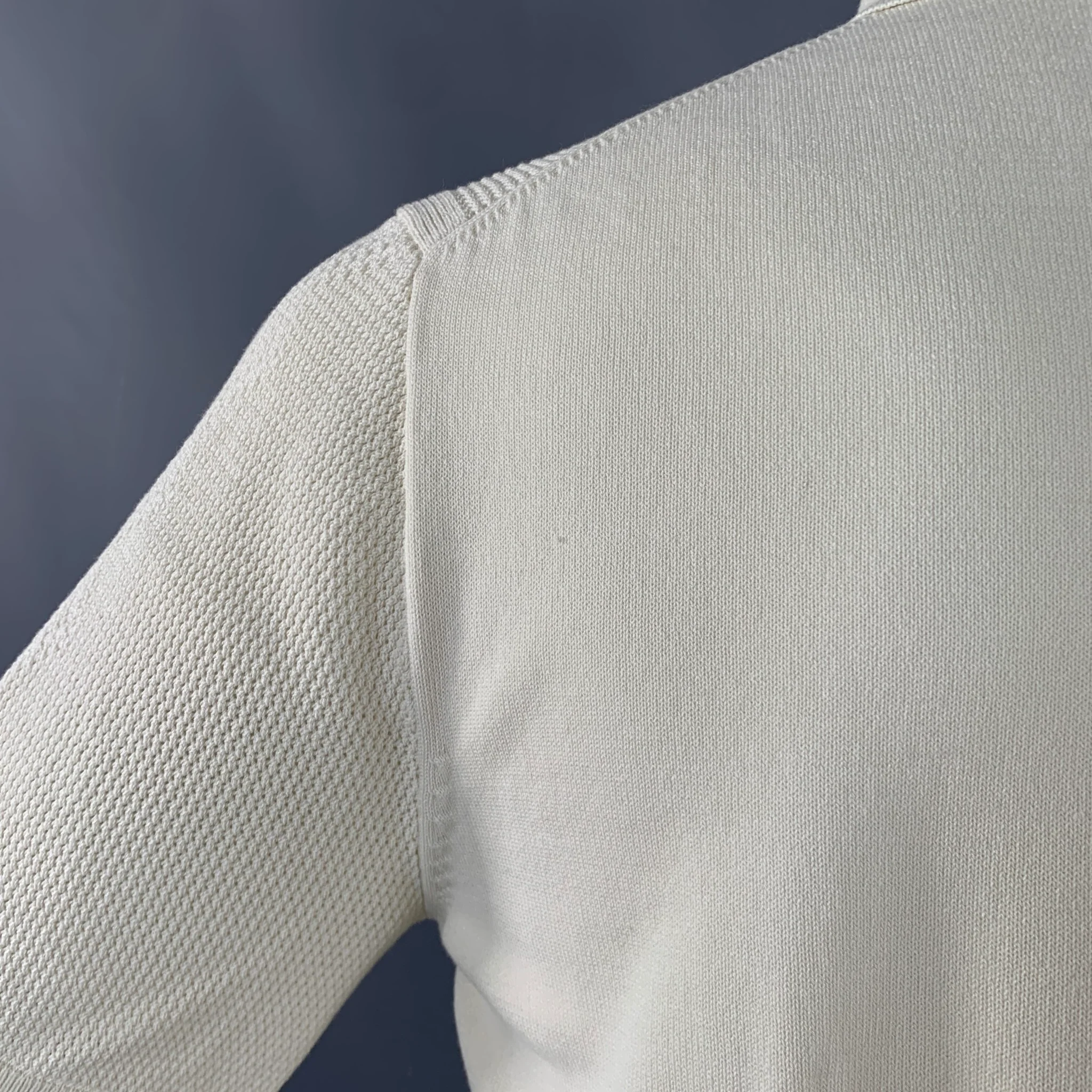 REISS Size M Rodrigo Cream Knit Cotton Blend Zip Up Polo - Image 5
