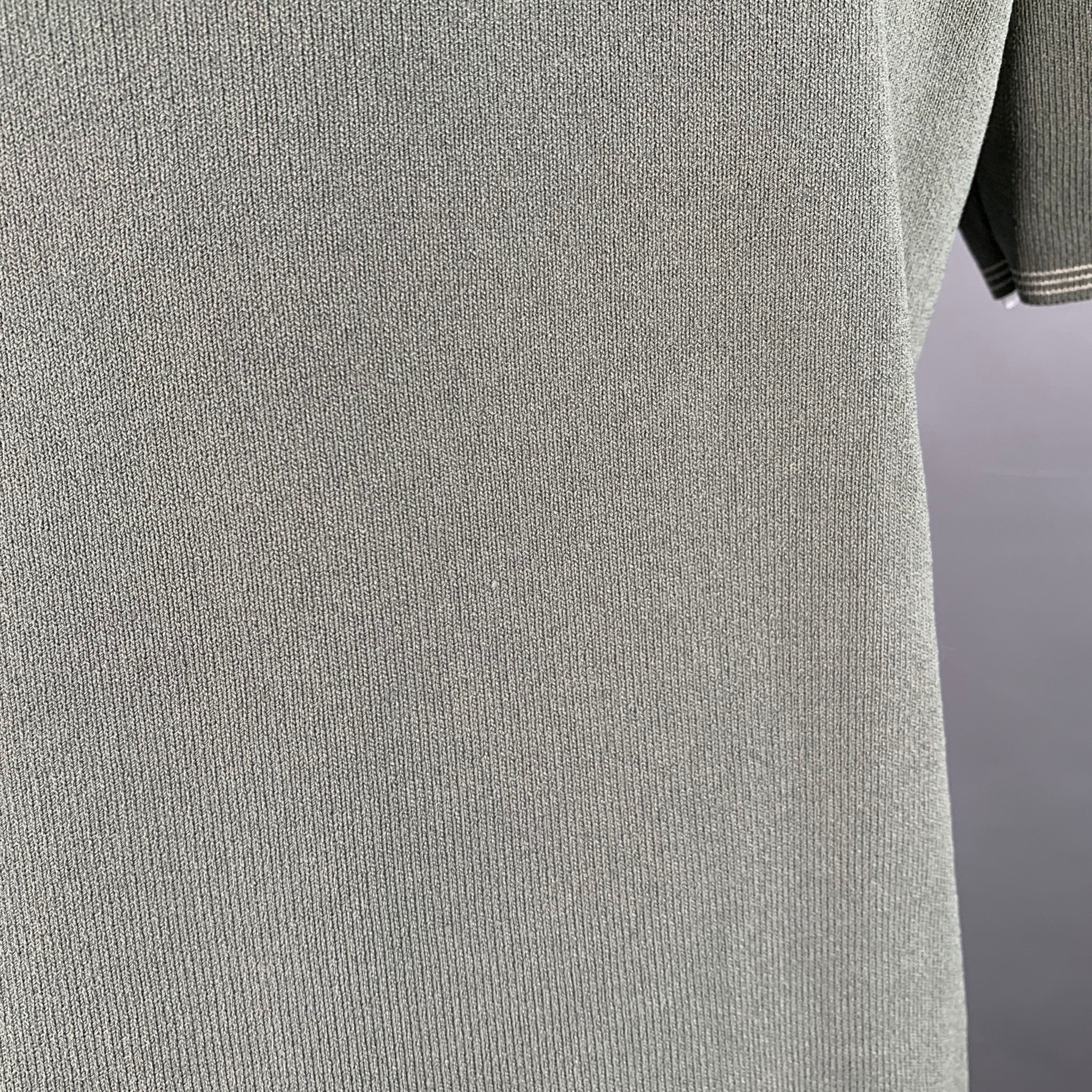 REISS Size M Stetson Green White Contrast Trim Viscose Blend Zip Up Polo - Image 5