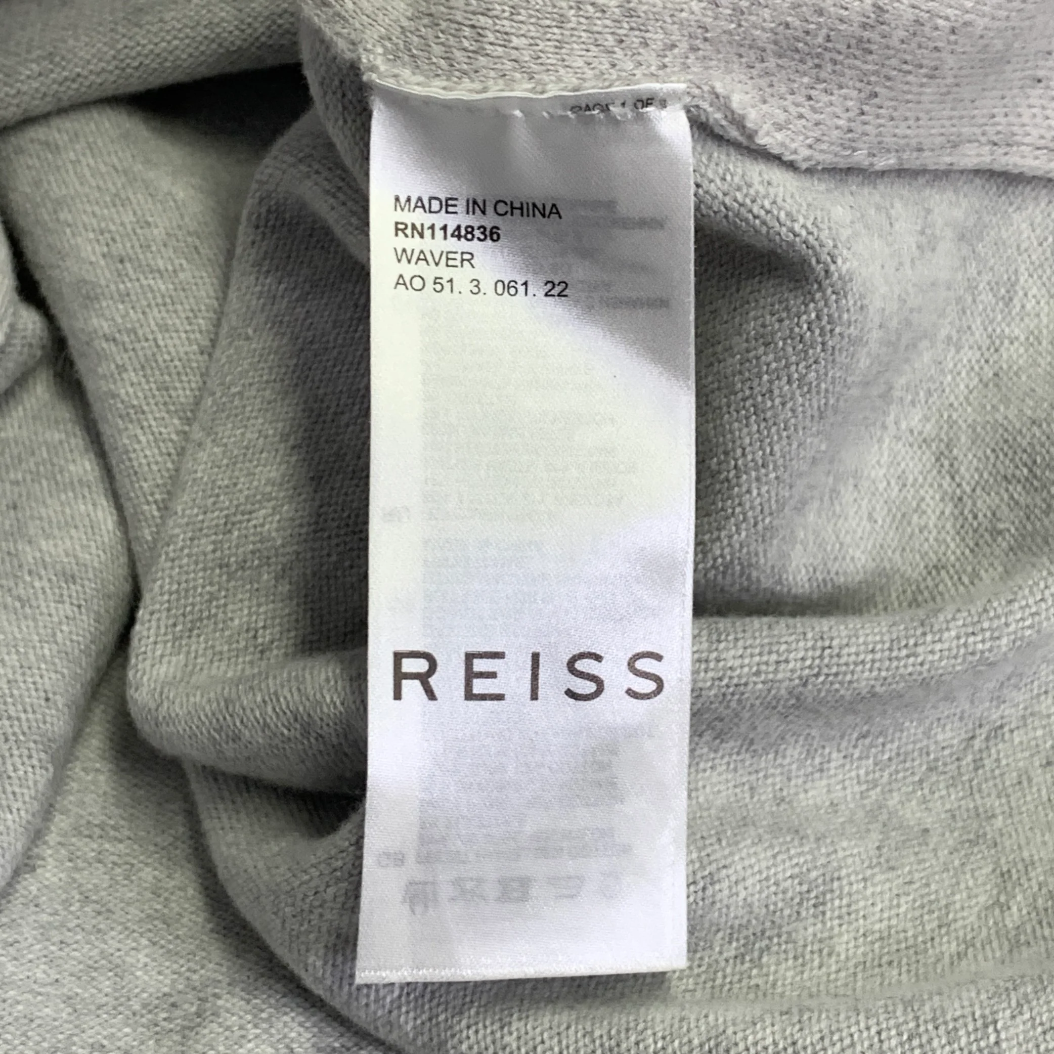 REISS Size M Waver Grey Cream Beige Stripe Cotton Blend 1/4 Zip Pullover - Image 6
