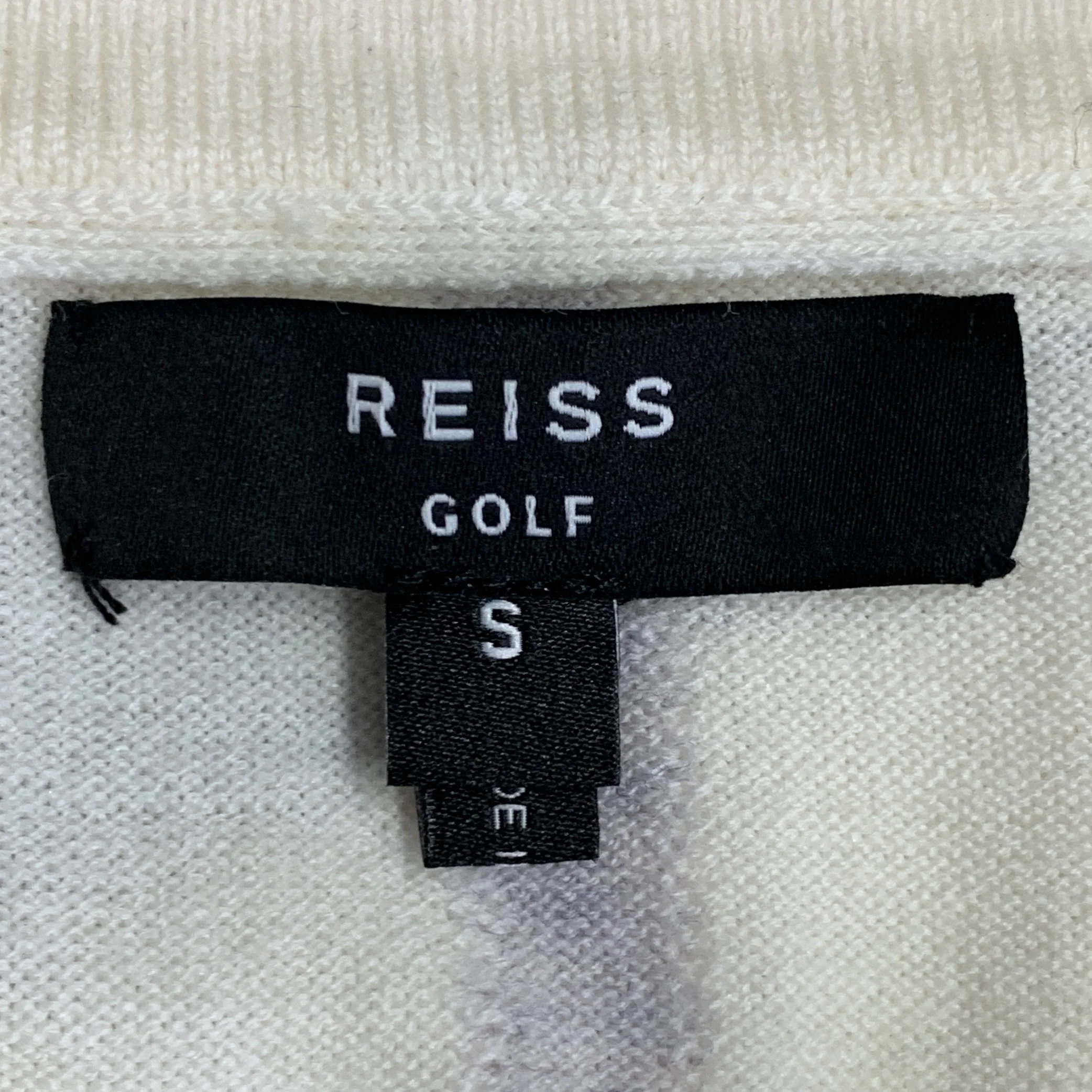 REISS Size S Beckett Cream Sage Color Block Wool Blend Jersey Zip Up Polo - Image 4