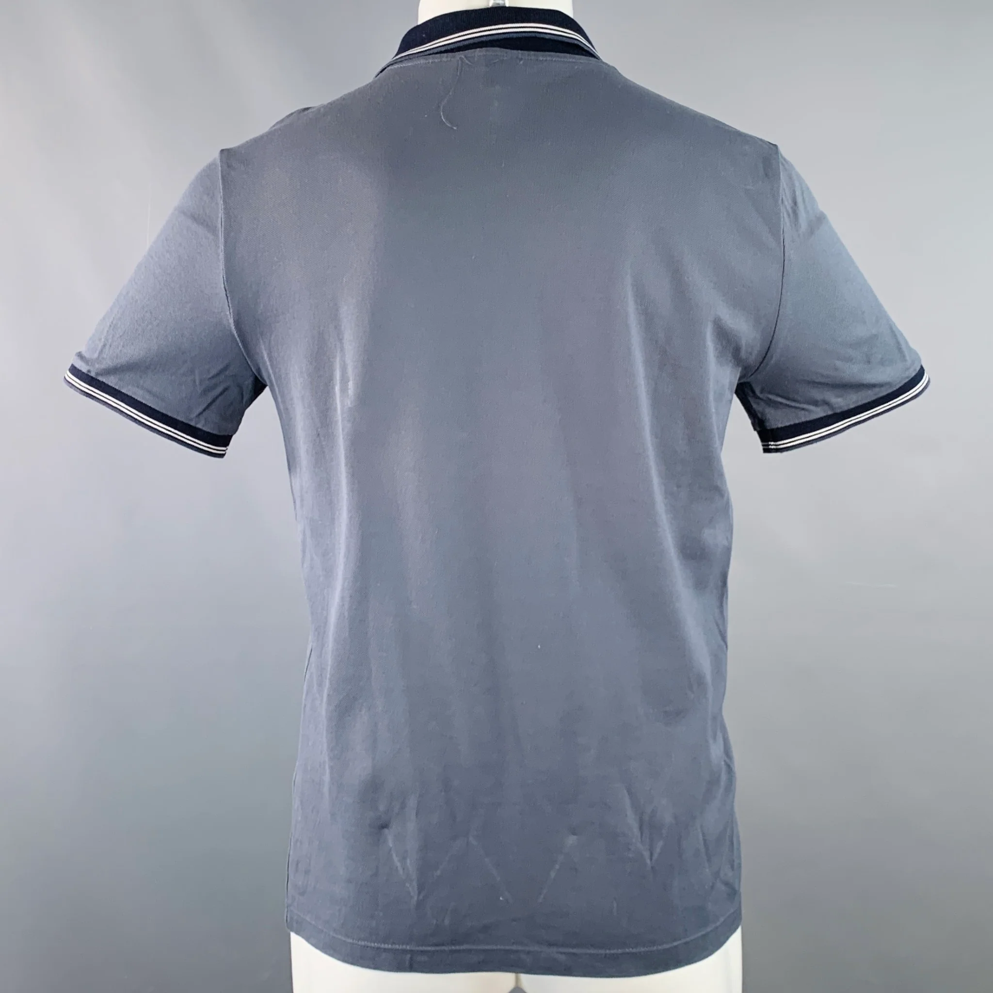 REISS Size S Carter Grey Navy White Contrast Trim Cotton Zip Up Polo - Image 4