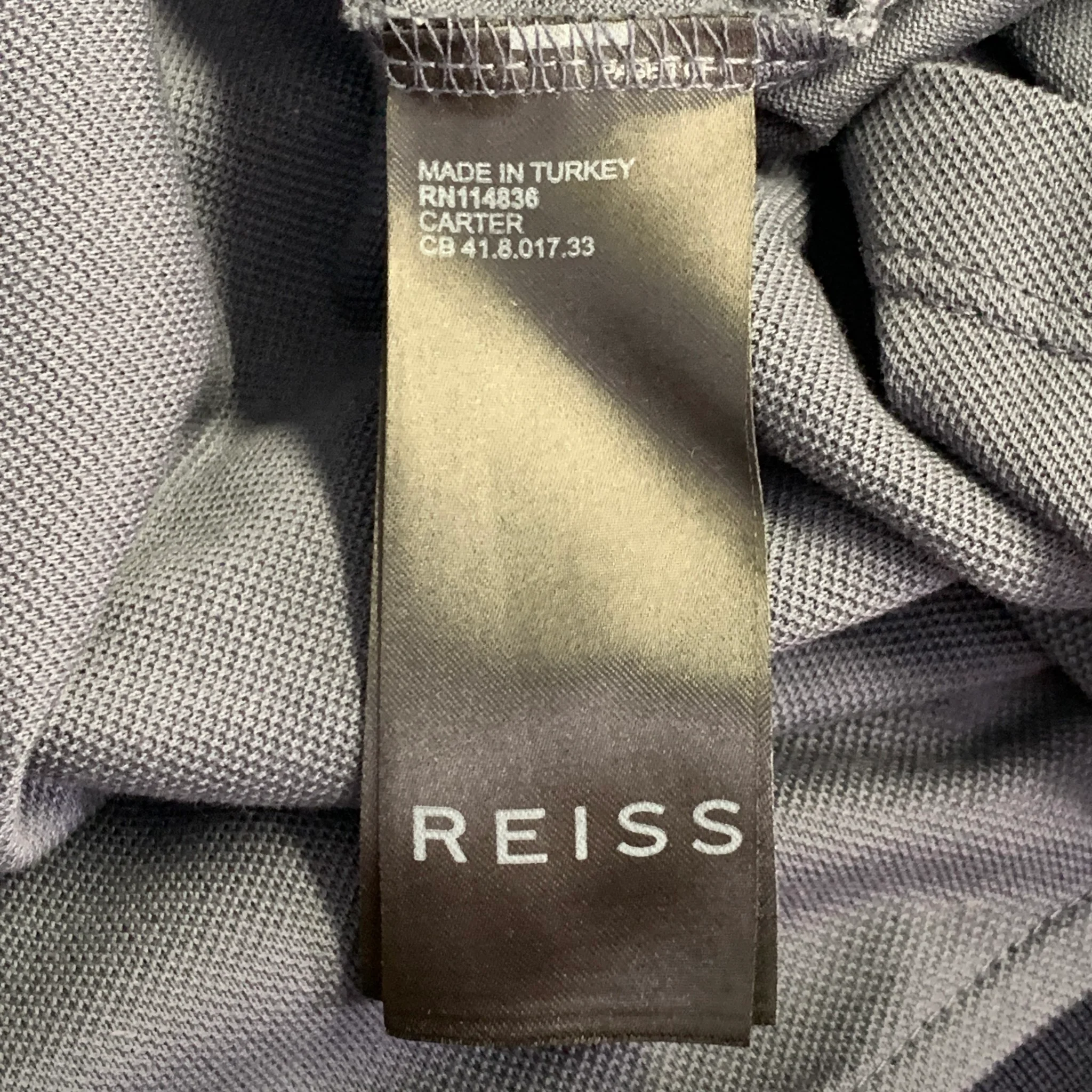 REISS Size S Carter Grey Navy White Contrast Trim Cotton Zip Up Polo - Image 7