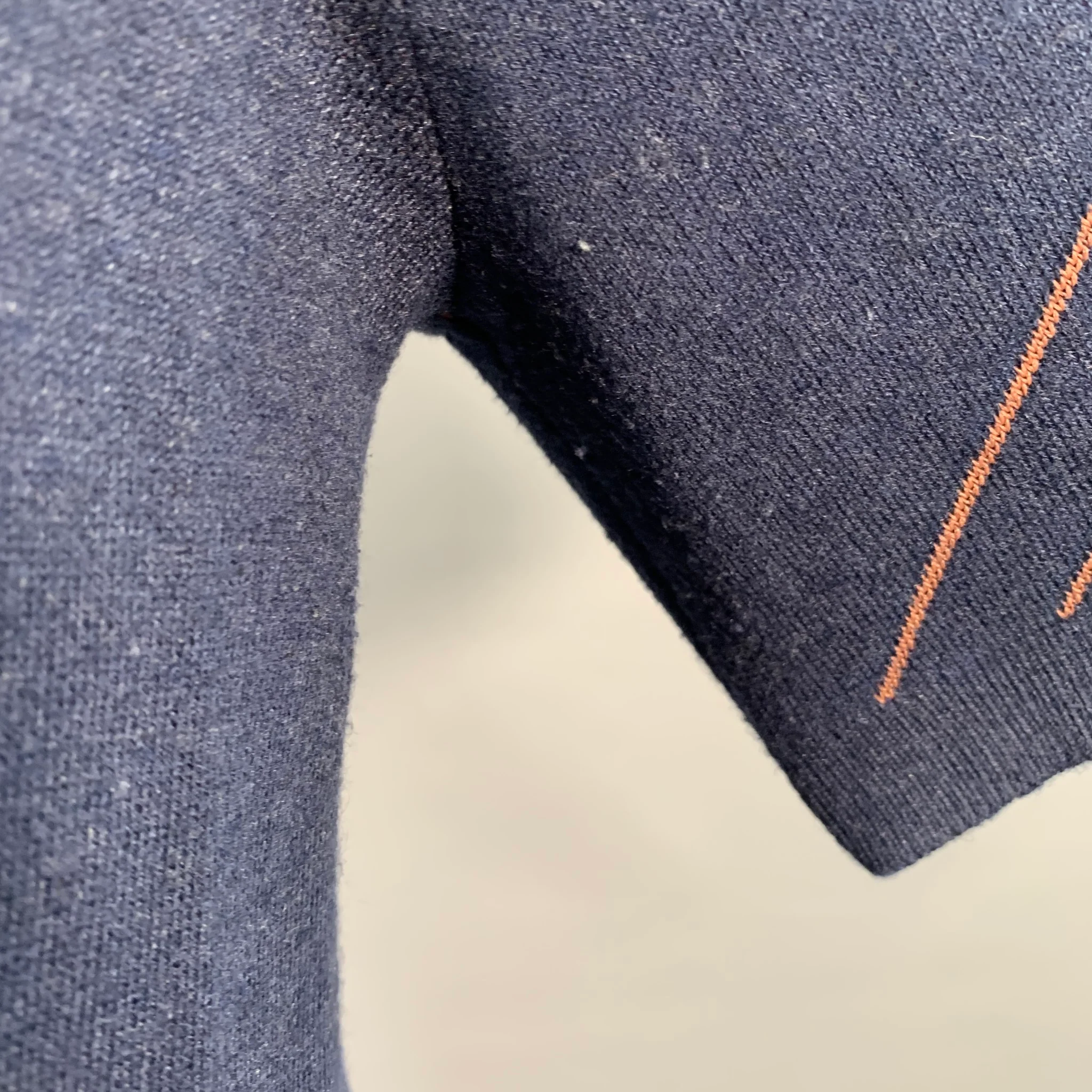 REISS Size S Kade Navy Copper Lines Viscose Blend Zip Up Polo - Image 5