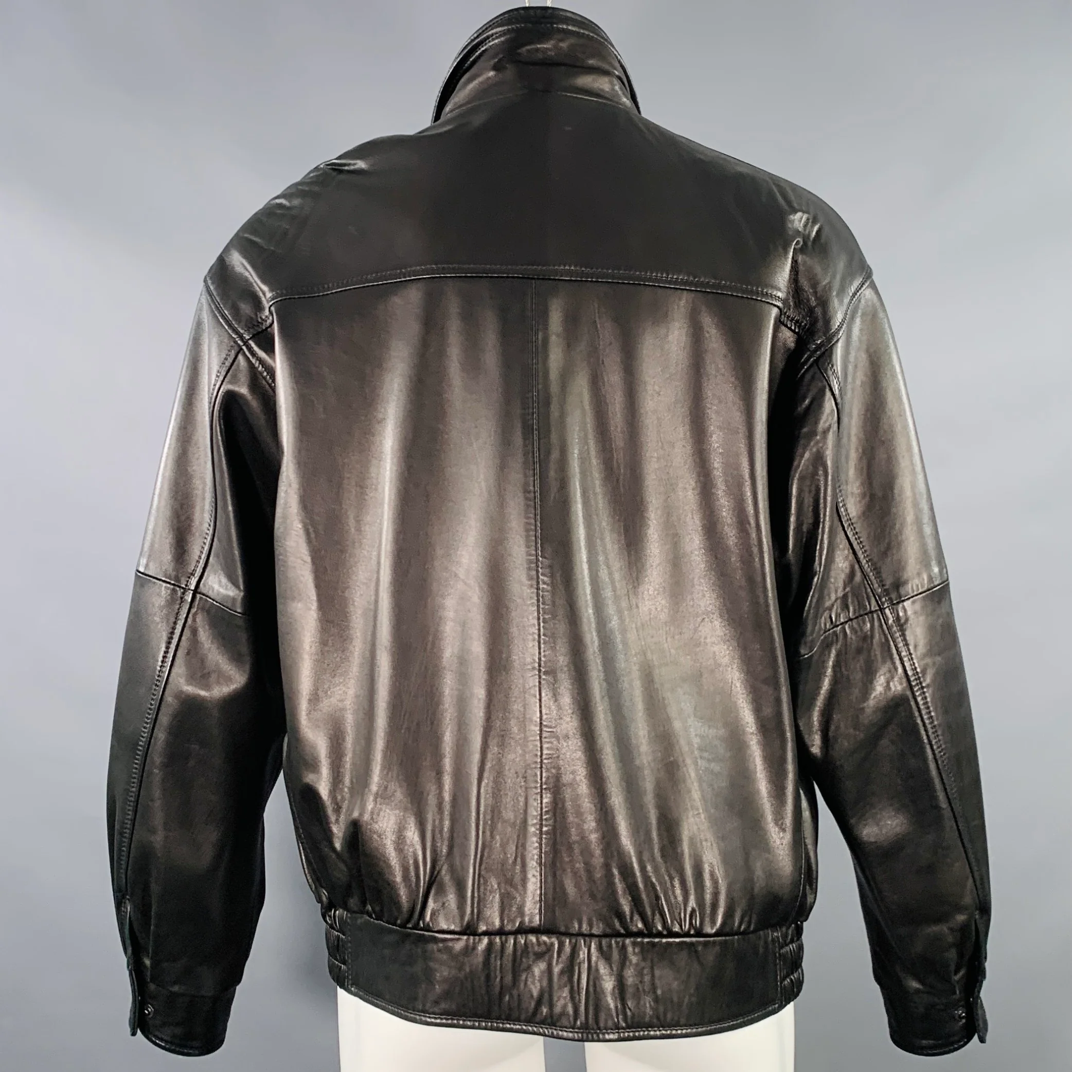 REMY LEATHER Size 40 Black Leather Zip Buttons Blouson Jacket - Image 4