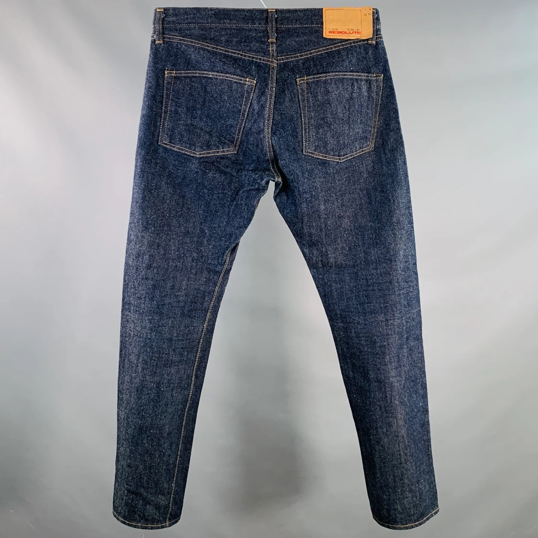 RESOLUTE Size 34 710 Indigo Twill Cotton Straight Selvedge Jeans - Image 3