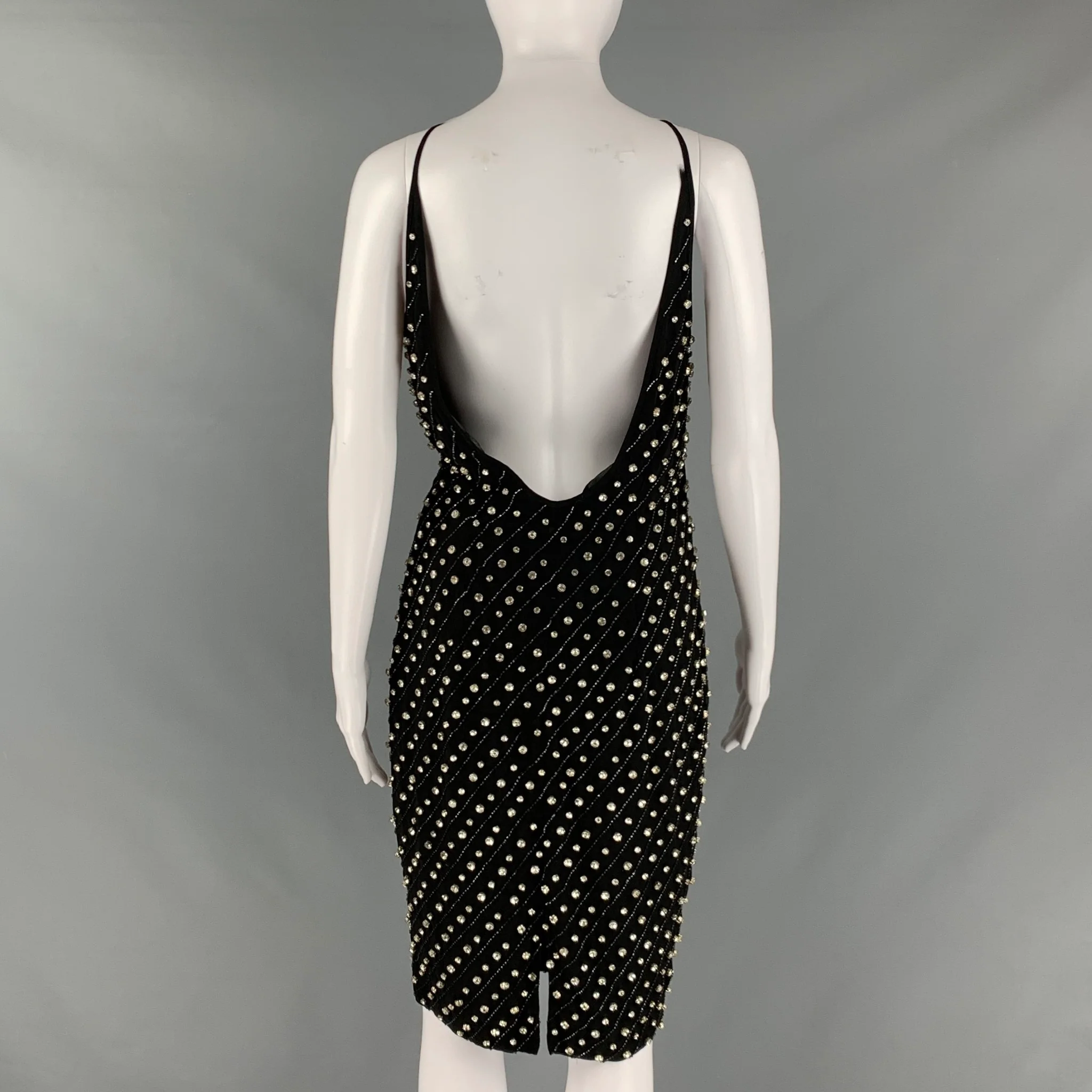 RETROFETE Size S Black Polyester Beaded Shift Dress - Image 5