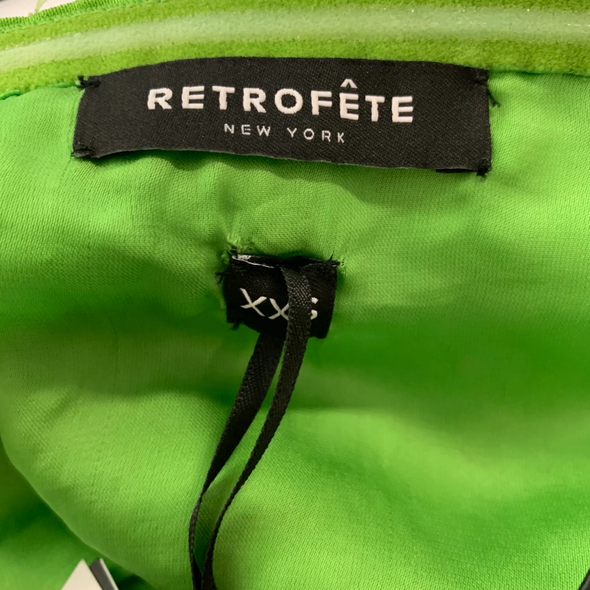 RETROFETE Size XXS Green Viscose Beaded Cropped Dress Top - Image 5