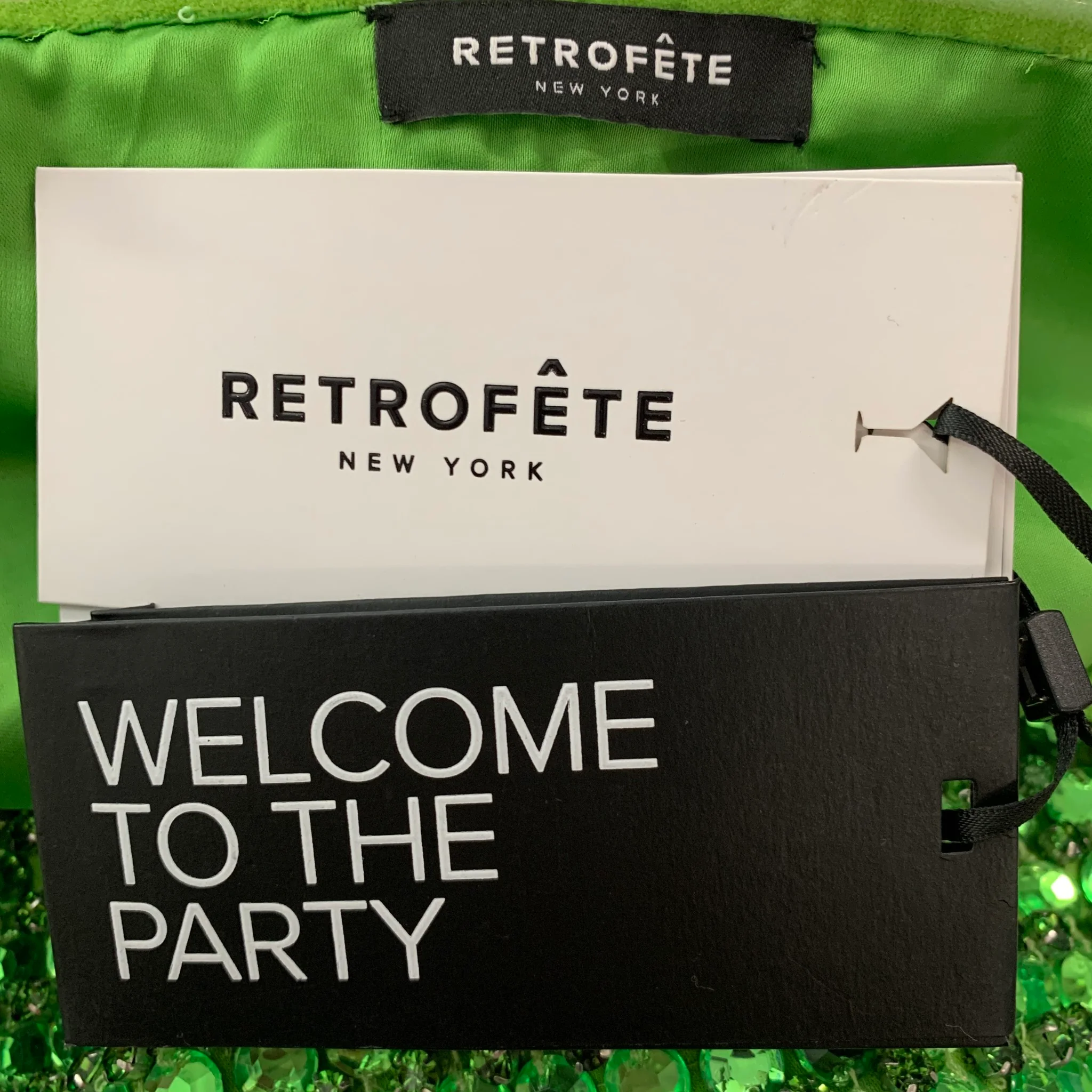 RETROFETE Size XXS Green Viscose Beaded Cropped Dress Top - Image 7