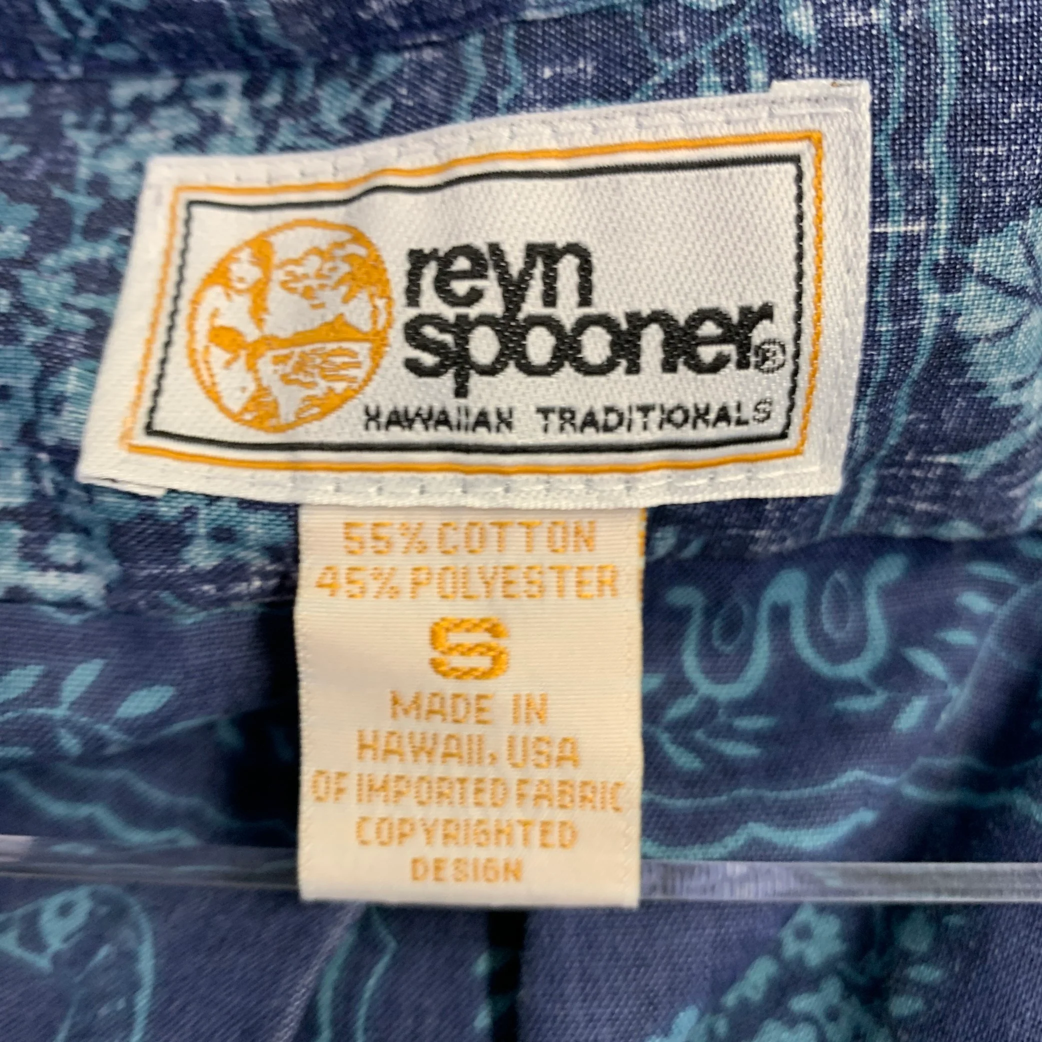 REYN SPOONER Size S Navy Light Blue Floral Cotton Blend Hawaiian Short Sleeve Shirt - Image 4
