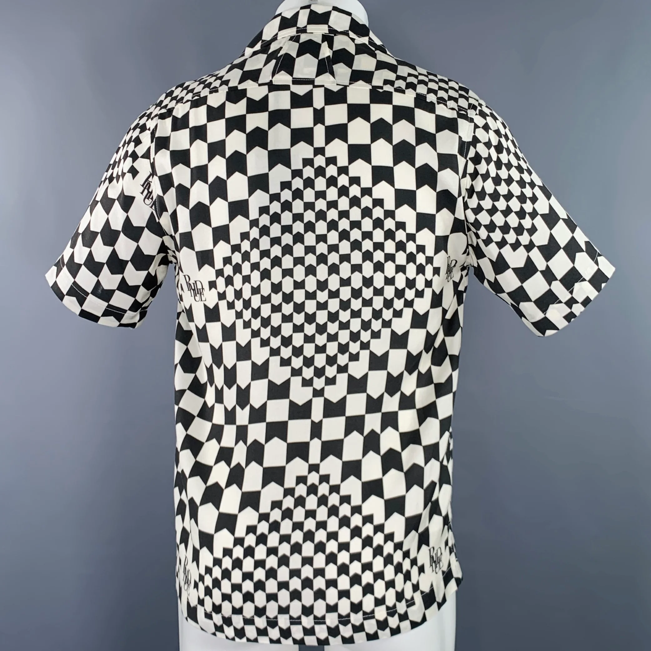 RHUDE AW22 Size XS Black White Tencel Short Sleeve Shirt - Image 4