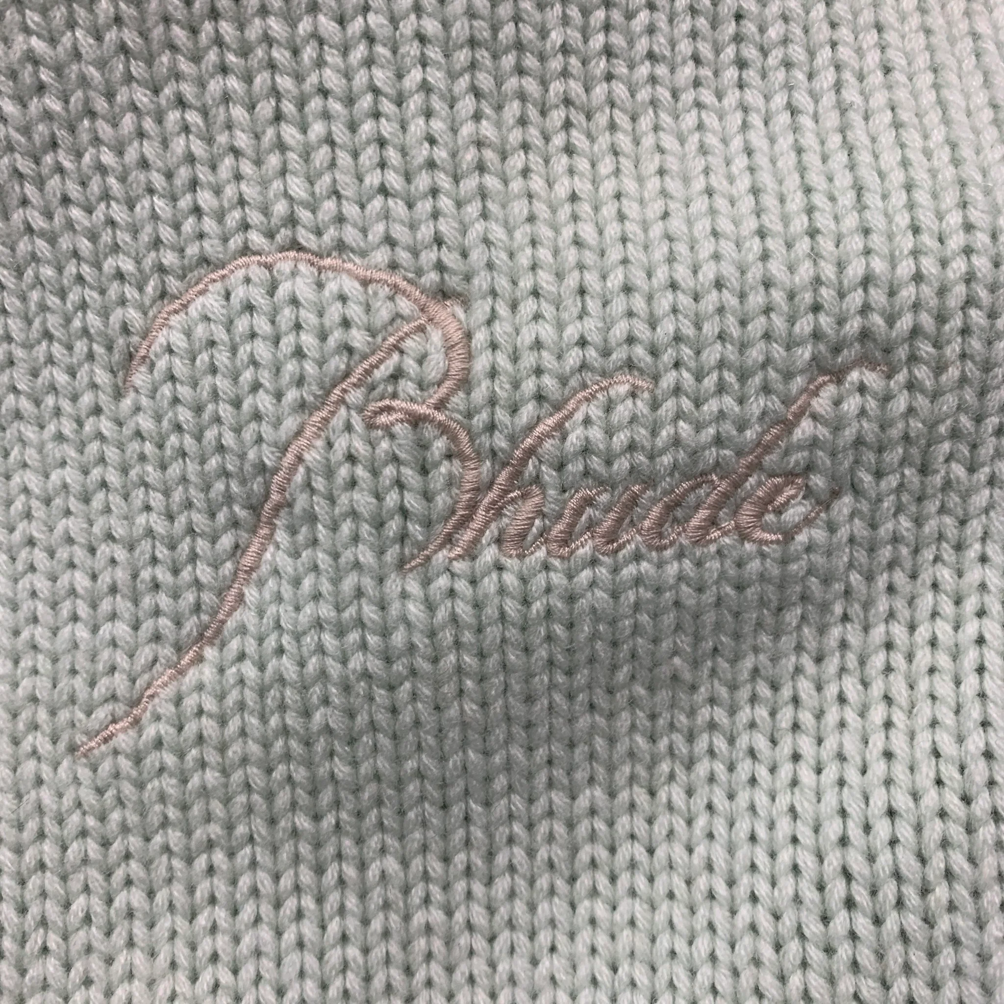 RHUDE Size XS Blue Aqua Cashmere Wool Embroidered Turtleneck Casual Top - Image 4