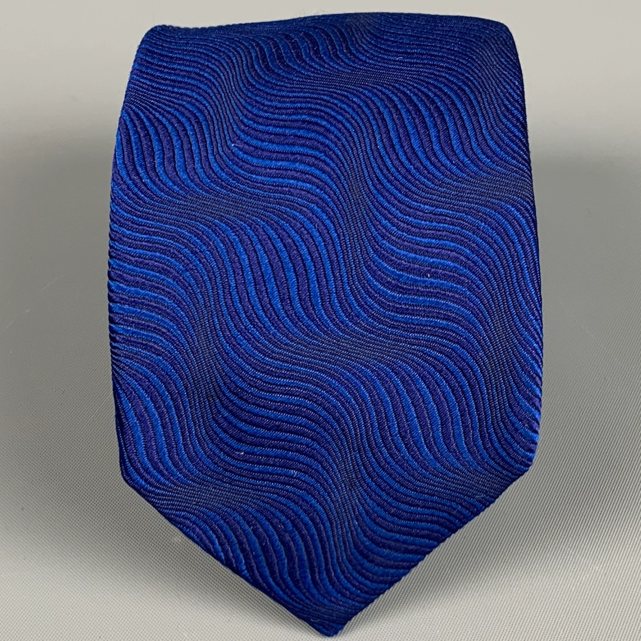 RICHARD JAMES Blue Purple Textured Silk Tie
