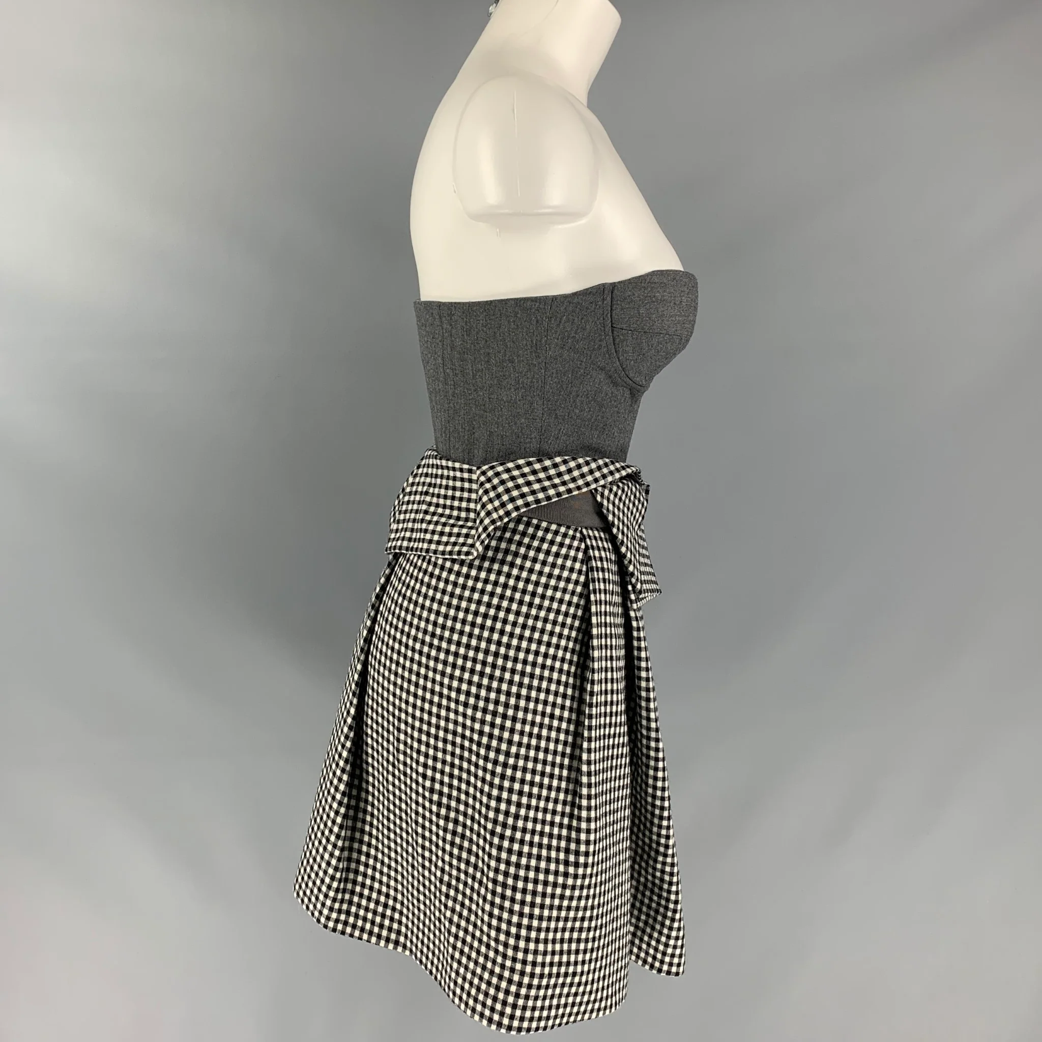 RICHARD NICOLL Size 6 Green Black White Wool Cashmere Mixed Fabrics Dress - Image 2