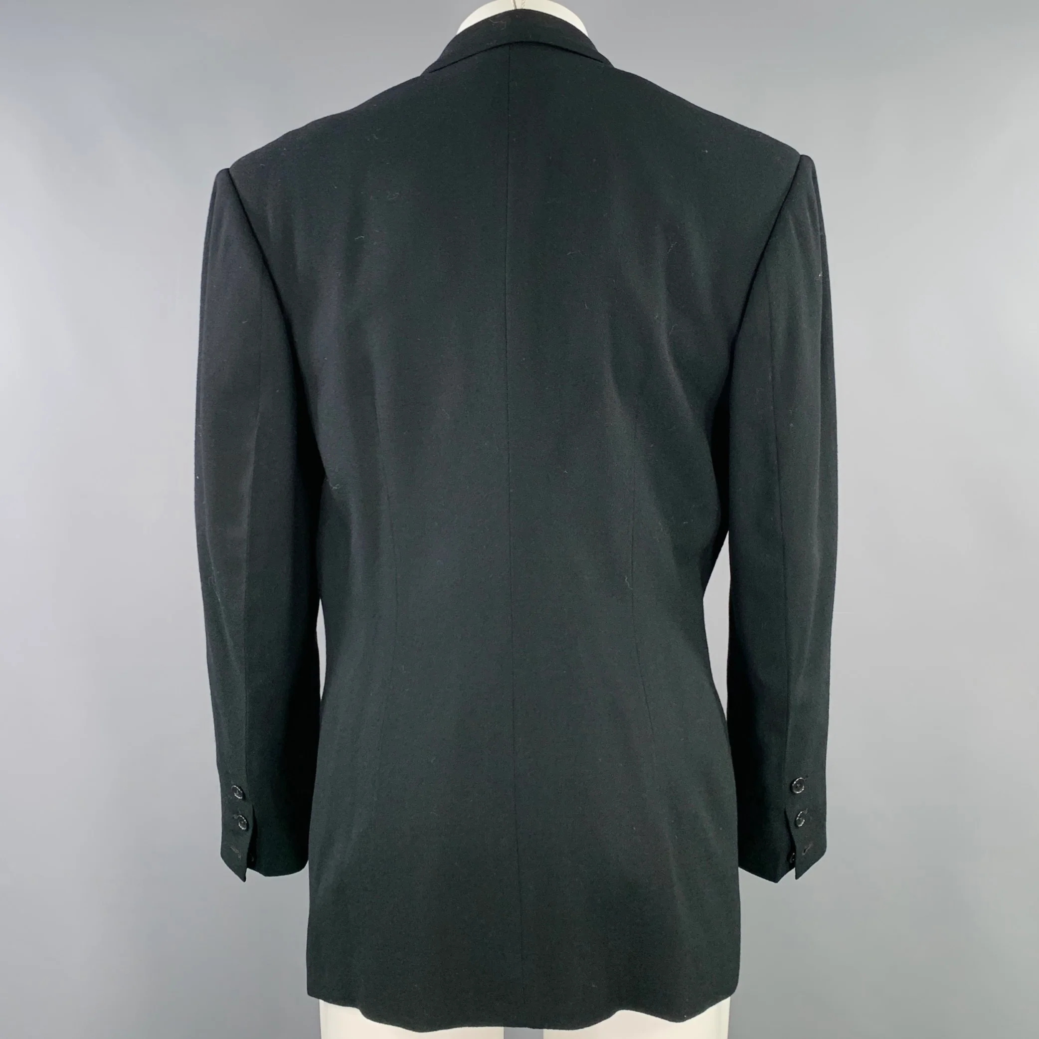 RICHARD TYLER Size 40 Black Crepe Wool Single Button Sport Coat - Image 3