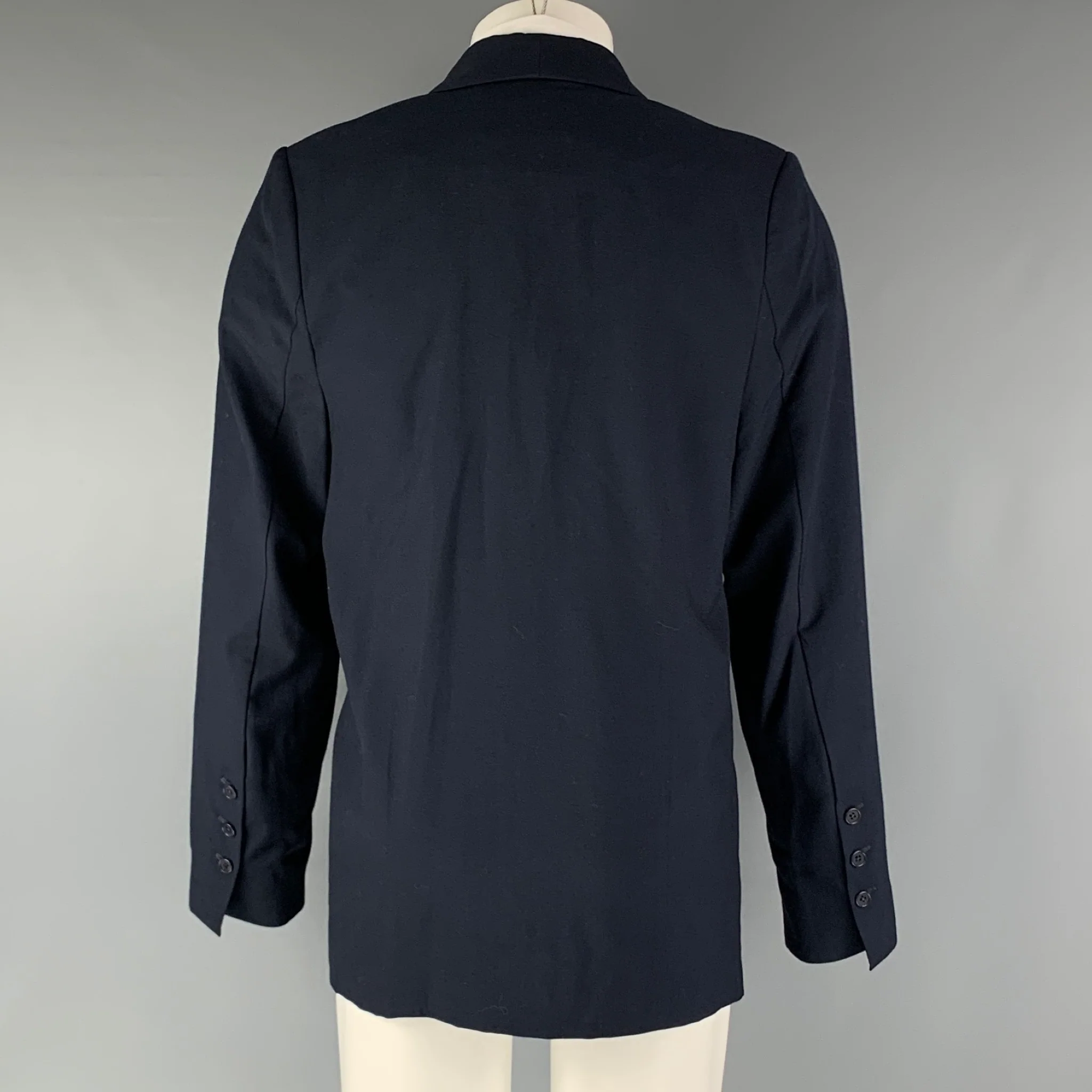 RICHARD TYLER Size 40 Navy Wool Shawl Collar Sport Coat - Image 4