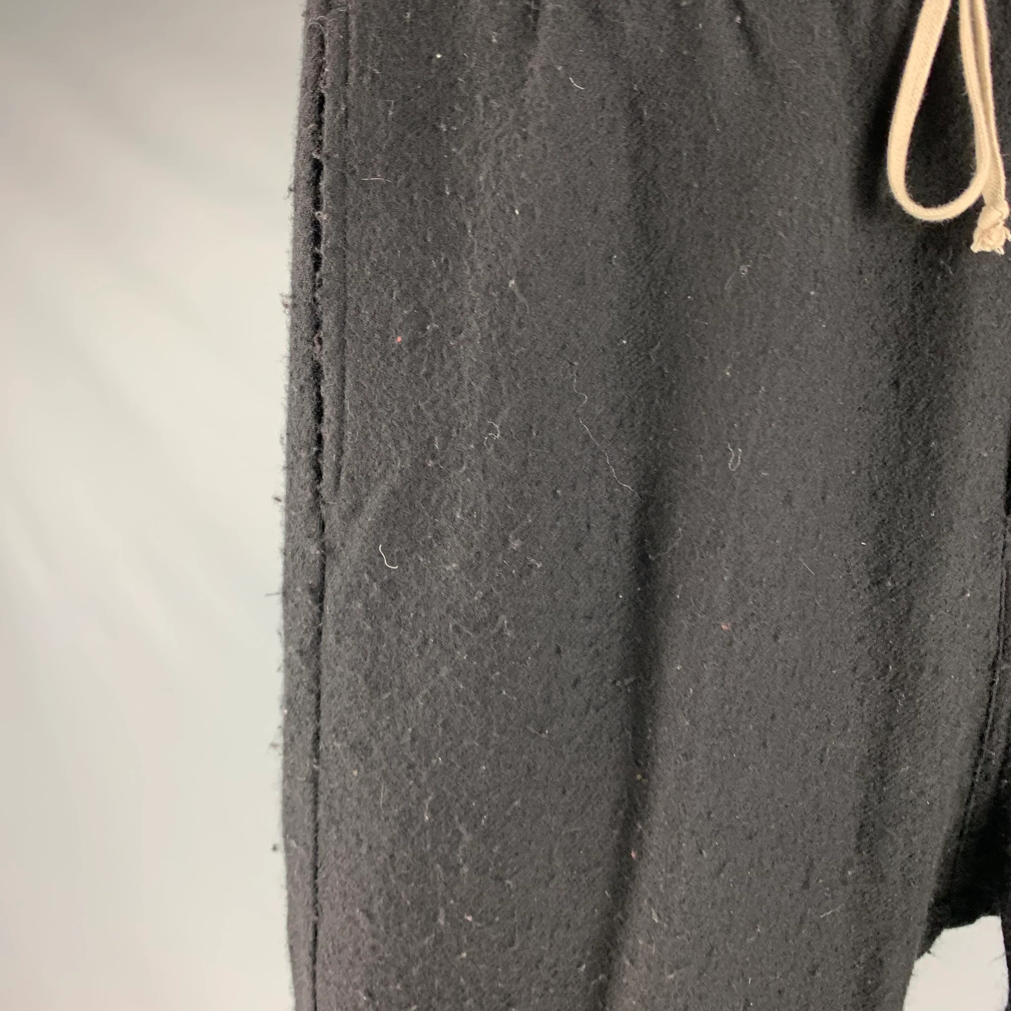 RICK OWENS FW19 Size 36 Black Wool Drop-Crotch Casual Pants - Image 4