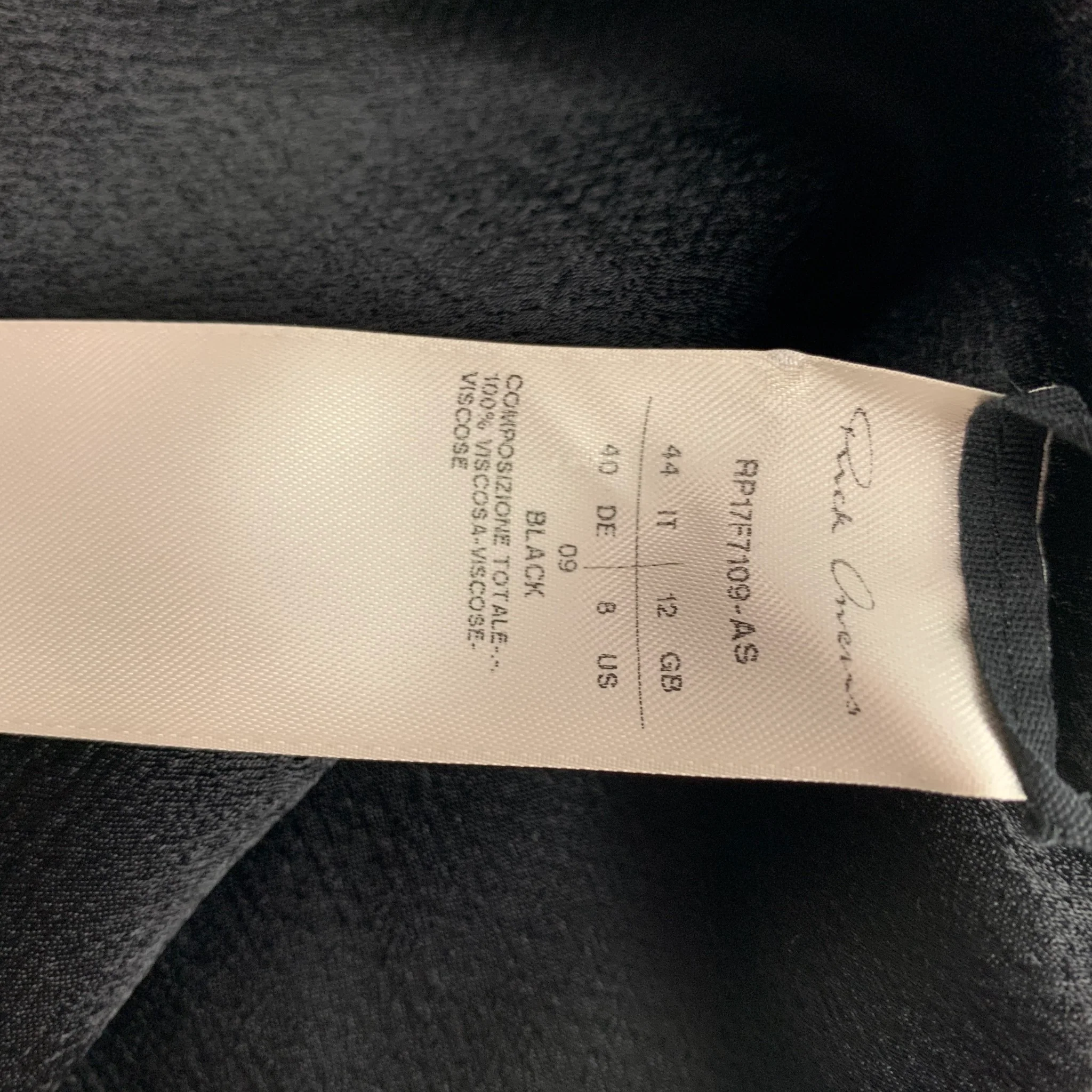 RICK OWENS GLITTER FW 17Size 8 Black Viscose Draped Sleeveless Blouse - Image 4