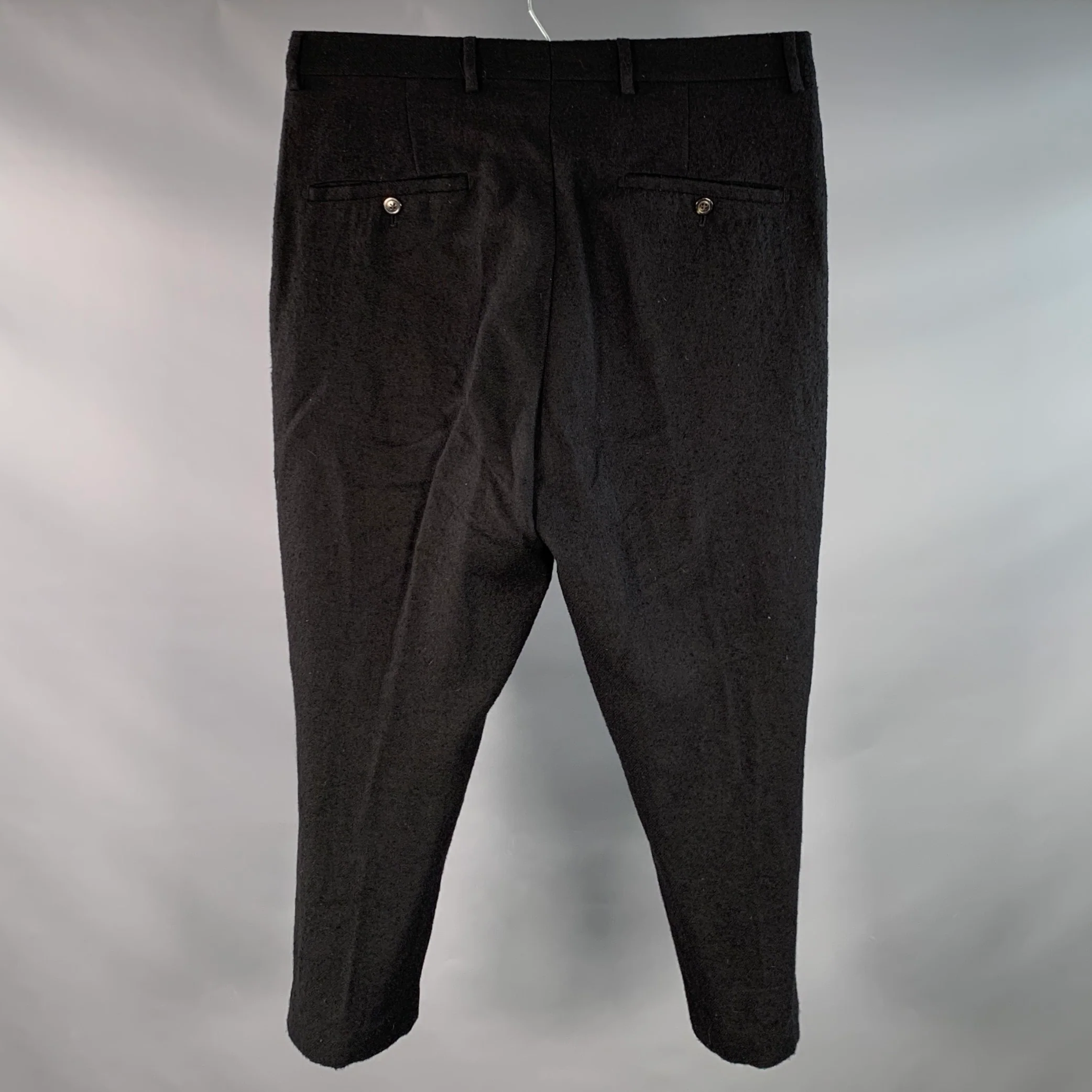 RICK OWENS Size 36 Black Wool Twill Drop Crotch Tapered Casual Pants - Image 2