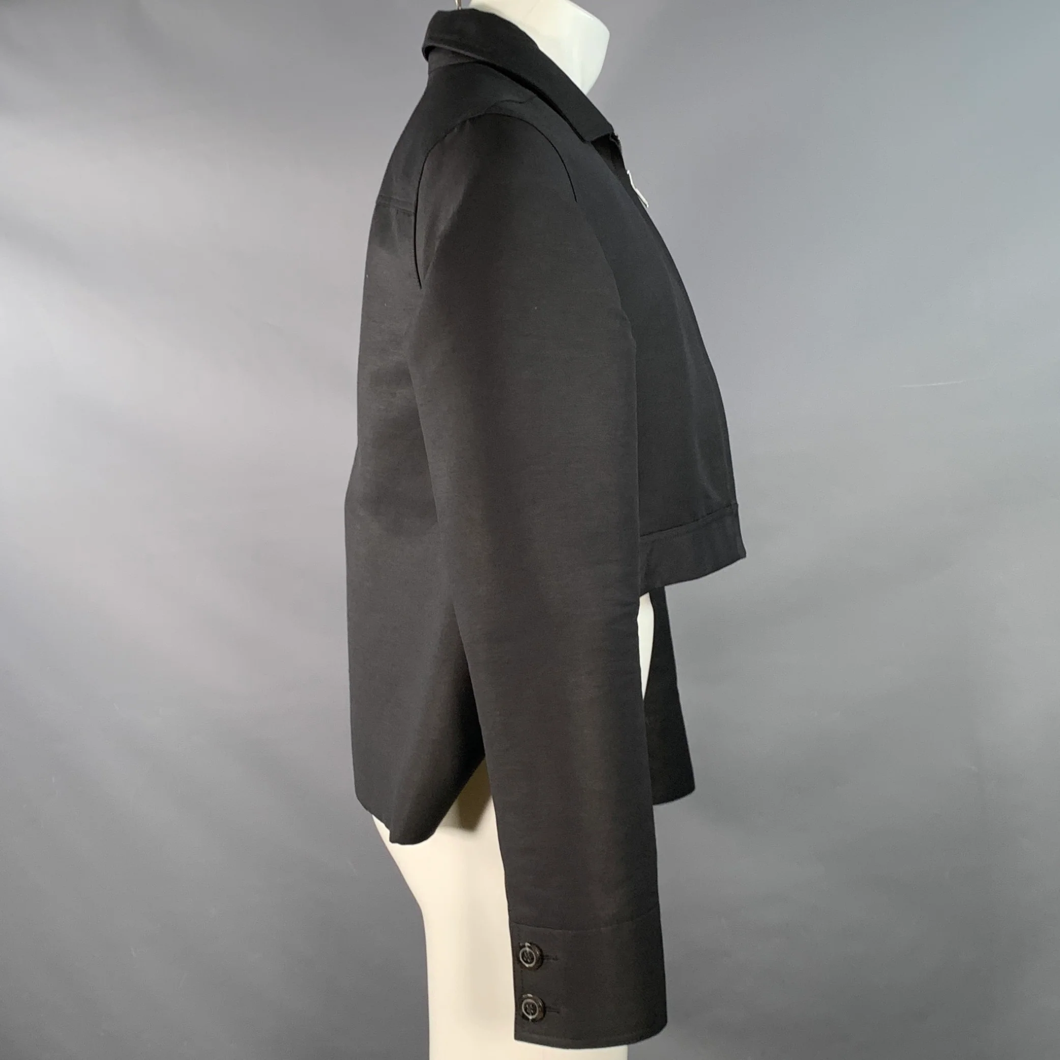 RICK OWENS Size 38 Black Cotton Blend Blouson Zip Up Jacket - Image 2