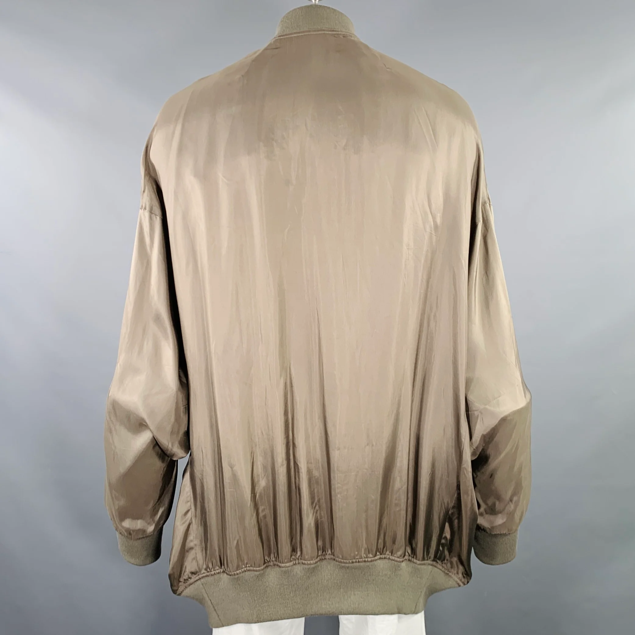 RICK OWENS Size 44 Khaki Cupro Bomber Jacket - Image 4