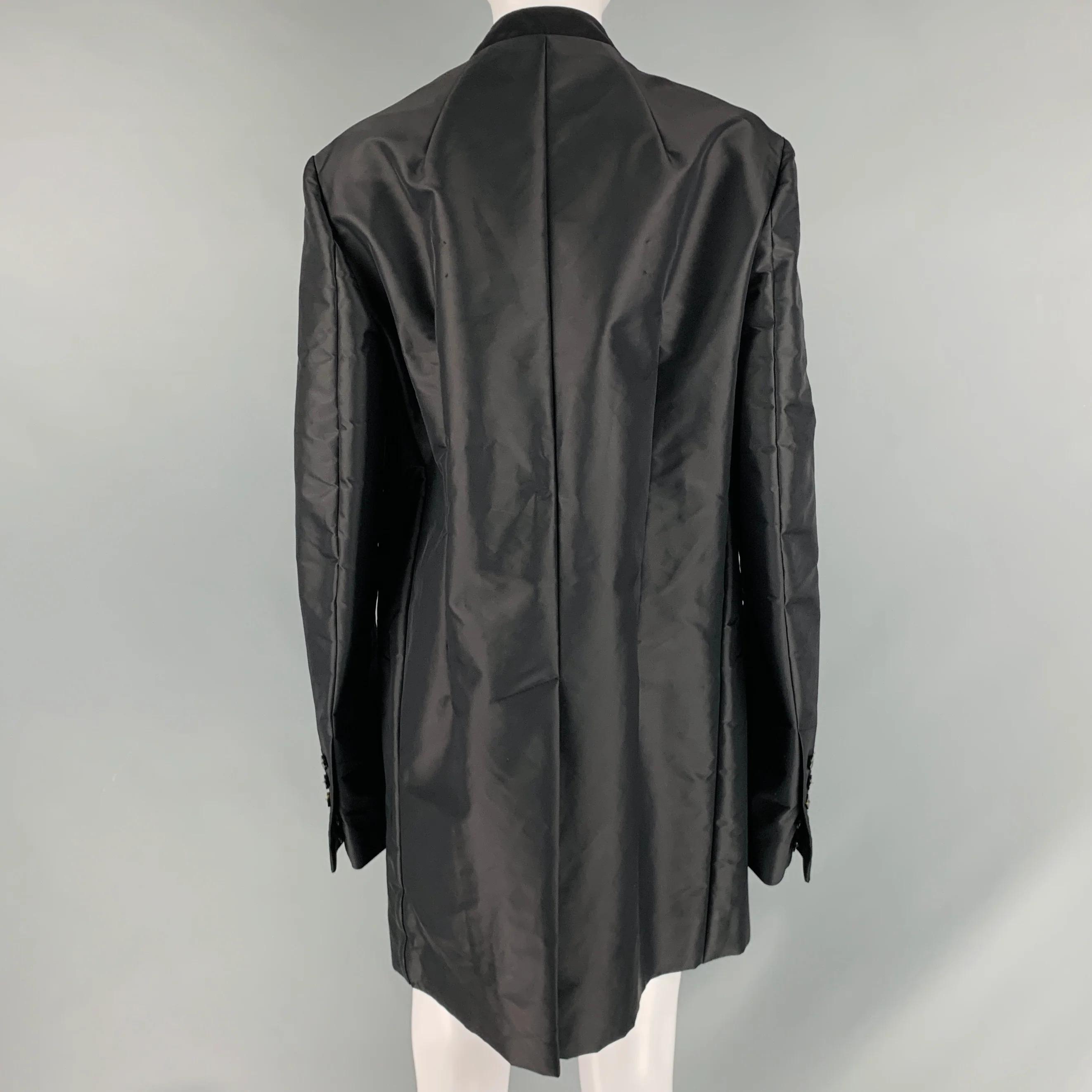 RICK OWENS Size 6 Black Nylon Cotton Coat - Image 4