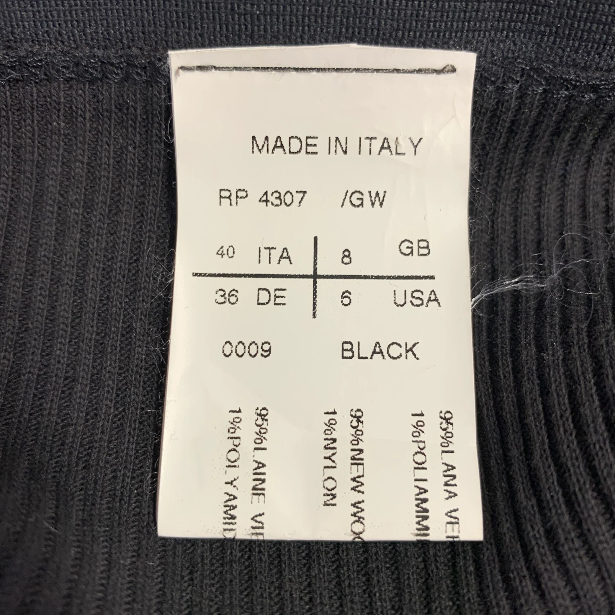 RICK OWENS Size 6 Black Wool Blend Raw Edge Midi Skirt - Image 3
