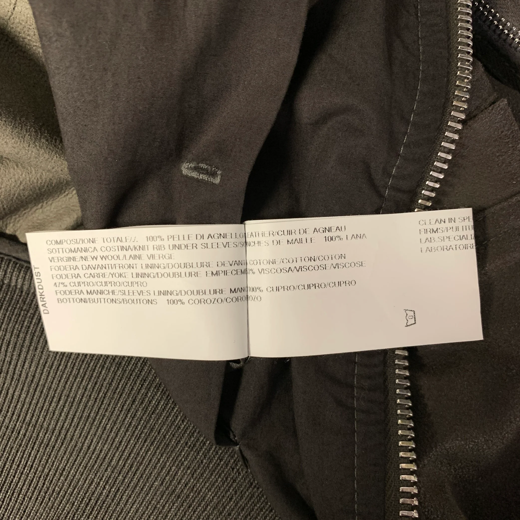 RICK OWENS Size 6 Grey Leather Crackled Bomber Jacket Outdoor - Image 6