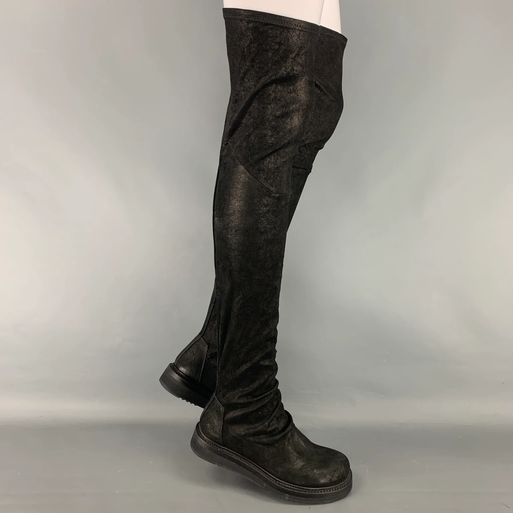 RICK OWENS Size 7 Black Leather Lamb Skin Pull On Boots