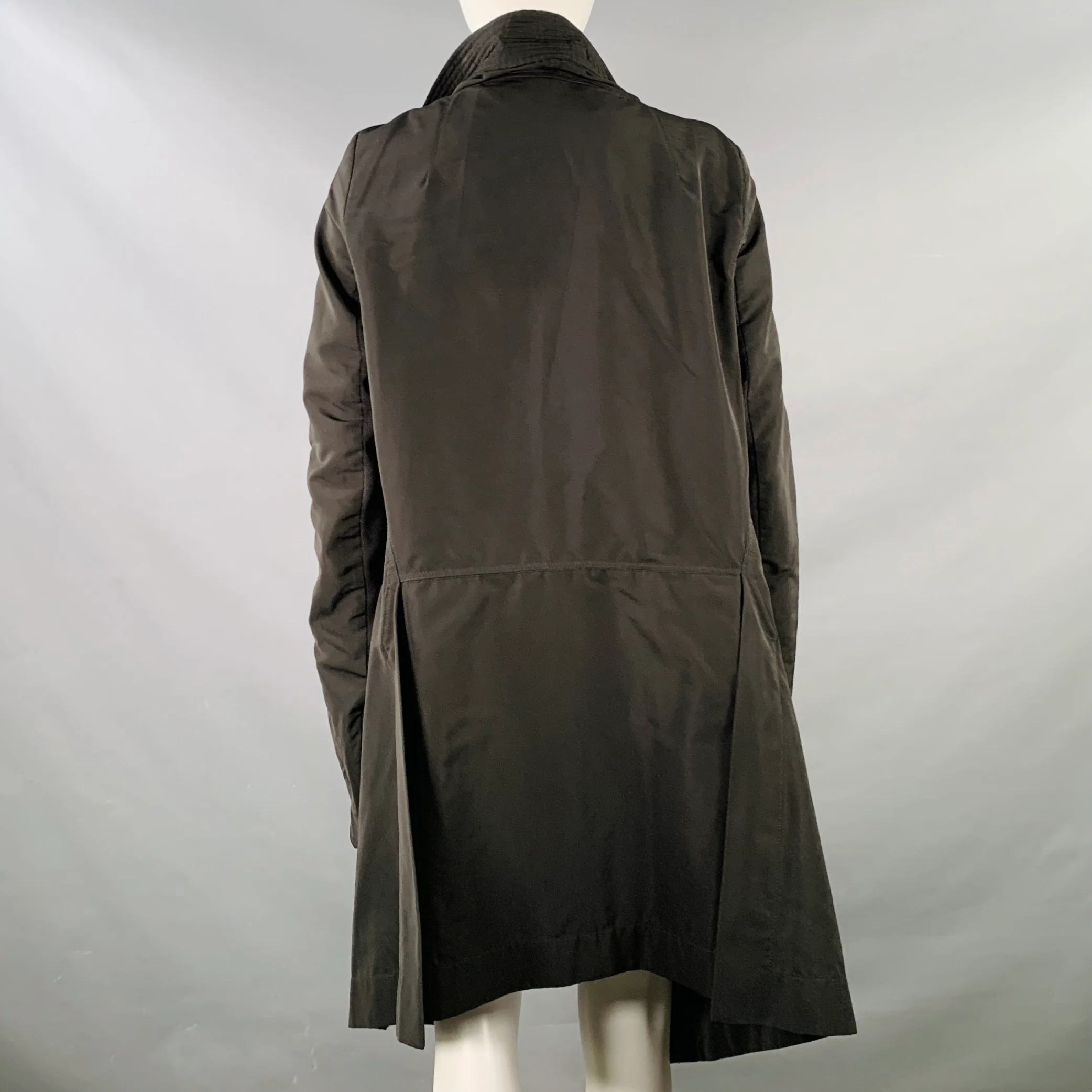 RICK OWENS Size 8 Black Polyester Blend Asymmetrical Zip Up Jacket - Image 3