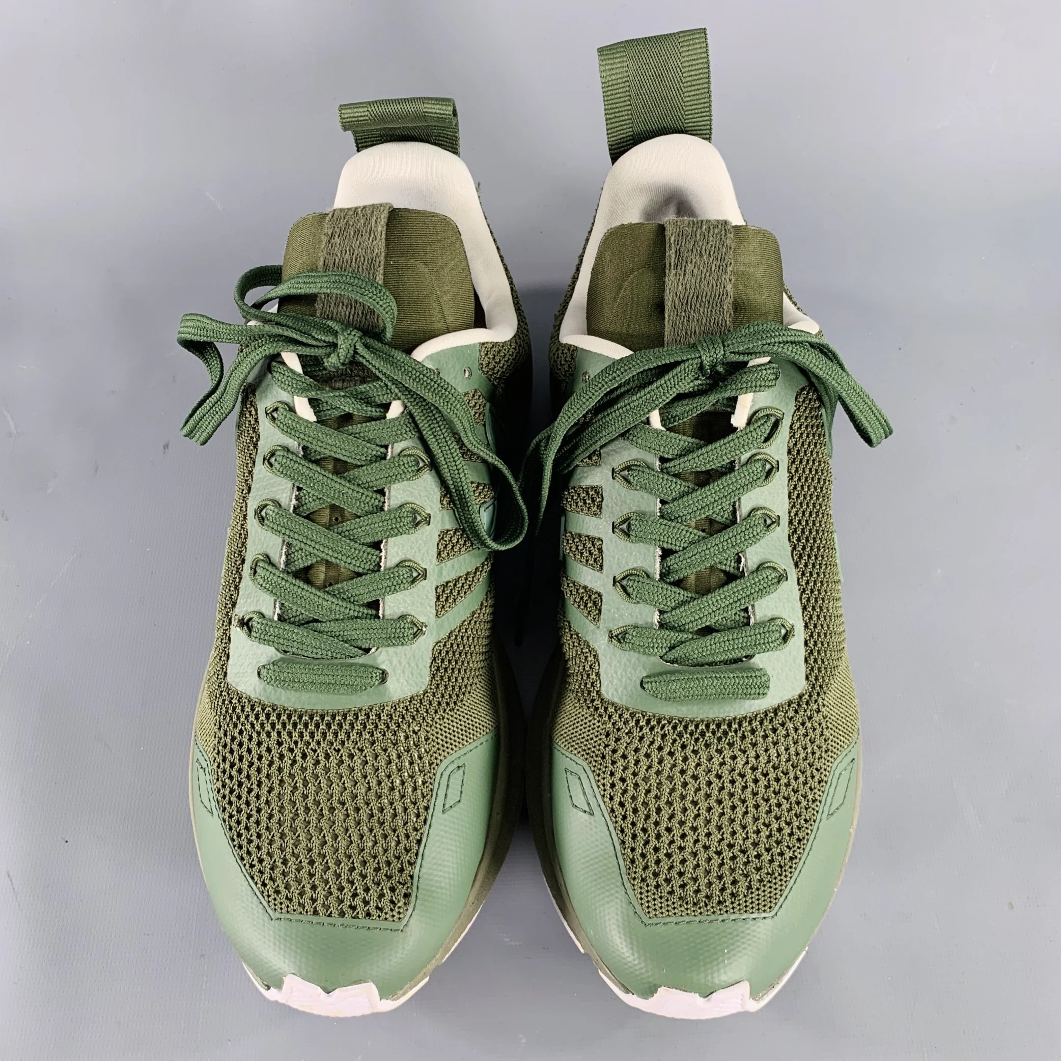 RICK OWENS Size 9 Green Mixed Materials Nylon Runner Sneakers - Image 4