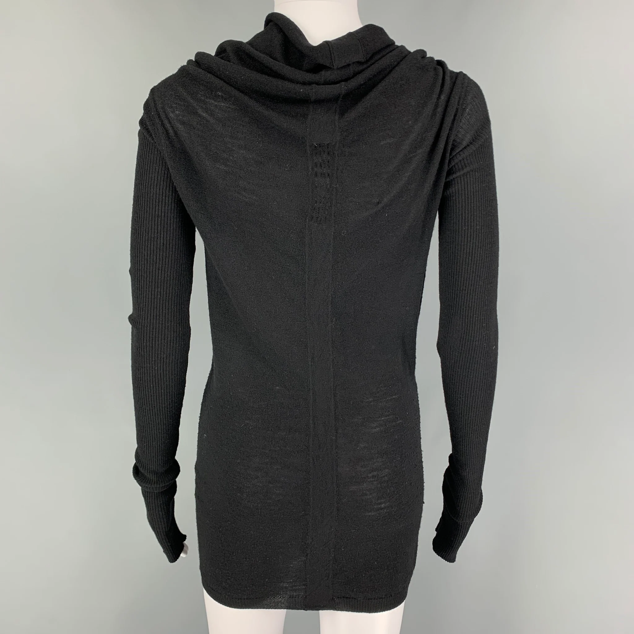 RICK OWENS Size M Black Long Sleeve Casual Cowl Neck Top - Image 3