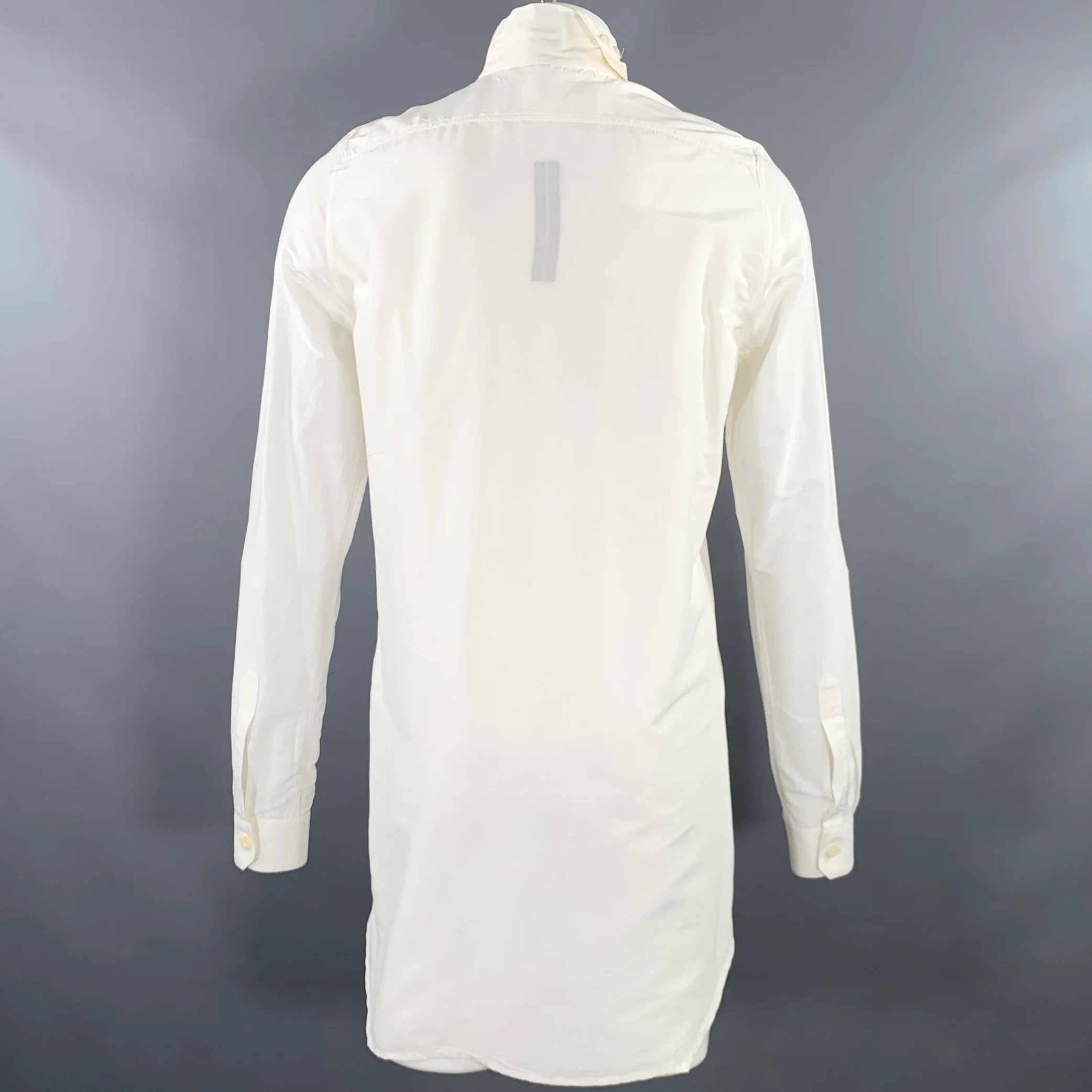 RICK OWENS SS16 Size M -Cyclops- Cream Cotton Silk Long Sleeve Shirt - Image 4