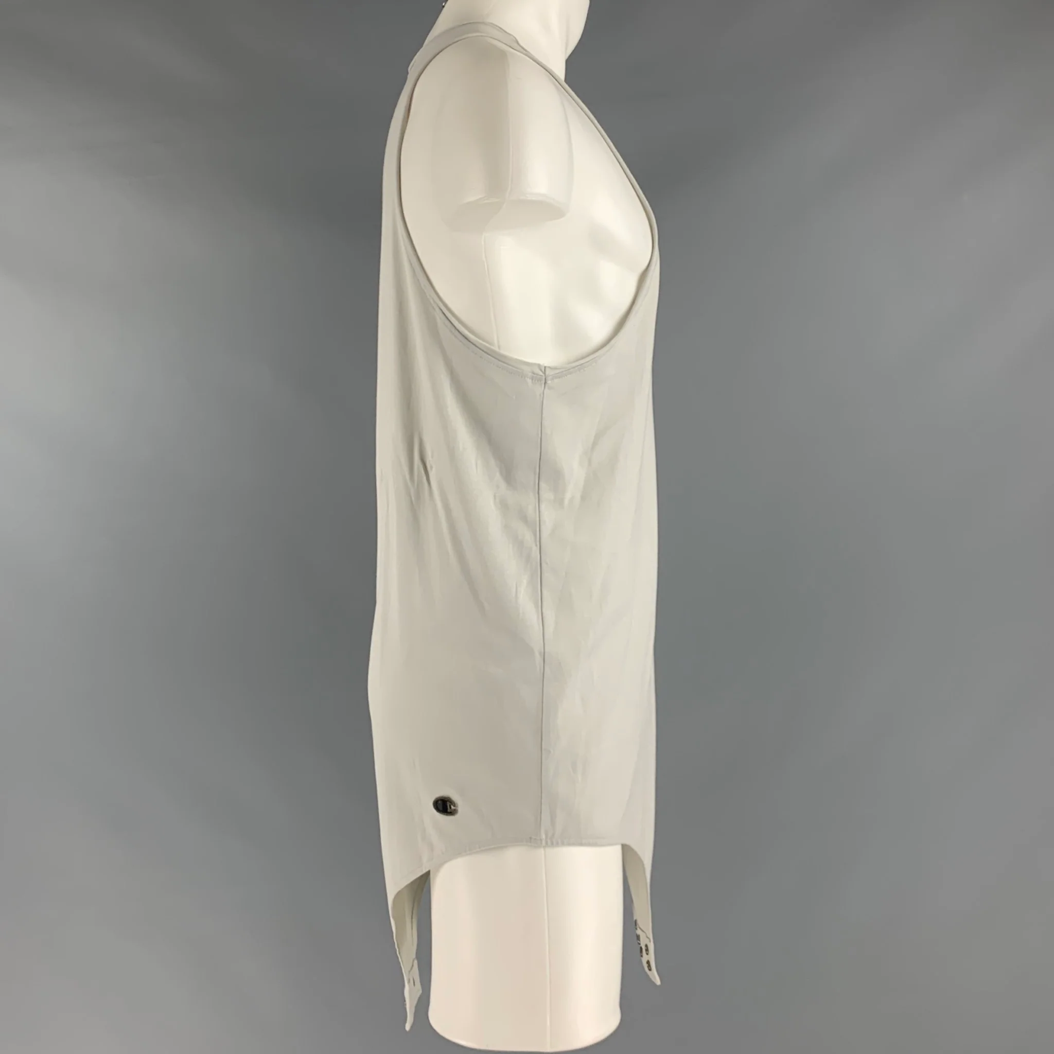 RICK OWENS x CHAMPION Size XXL Grey Embroidery Cotton Snaps Tank Top Bodysuit - Image 2