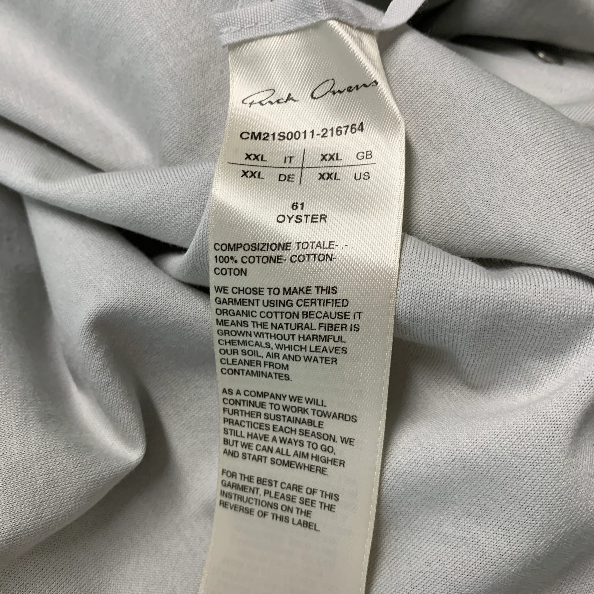 RICK OWENS x CHAMPION Size XXL Grey Embroidery Cotton Snaps Tank Top Bodysuit - Image 6