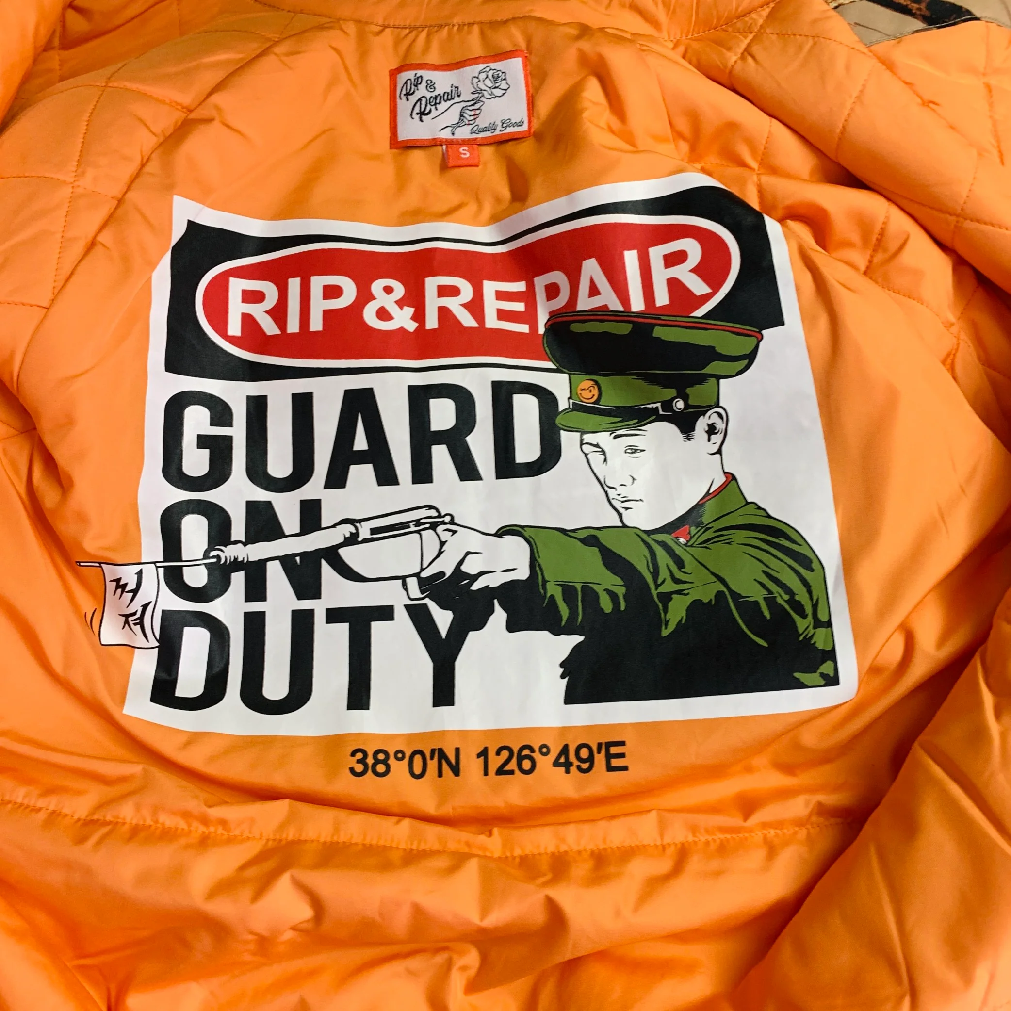 RIPNREPAIR Size S Beige Brown White Camo Polyester Snaps Jacket - Image 9