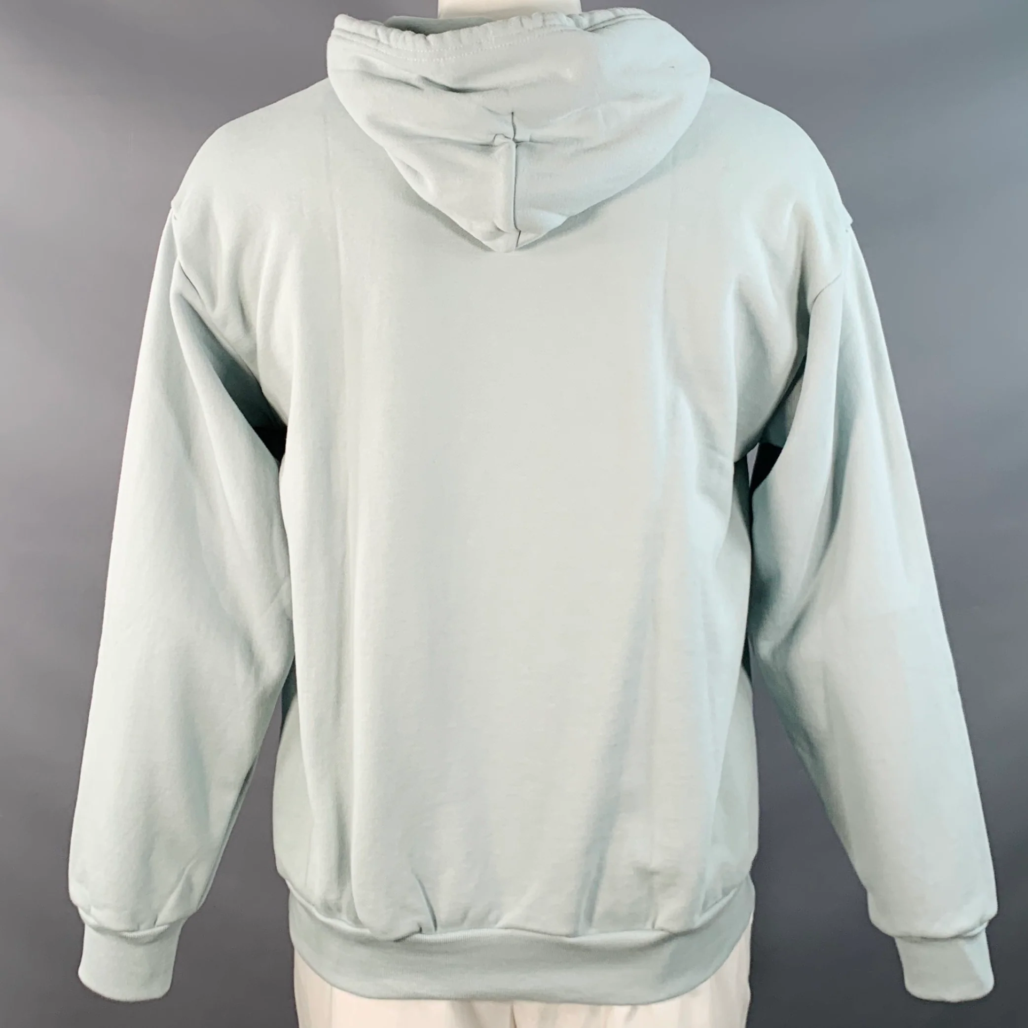 RIVIAN Size L Normal Light Blue Logo Cotton Hooded Sweatshirt - Image 4
