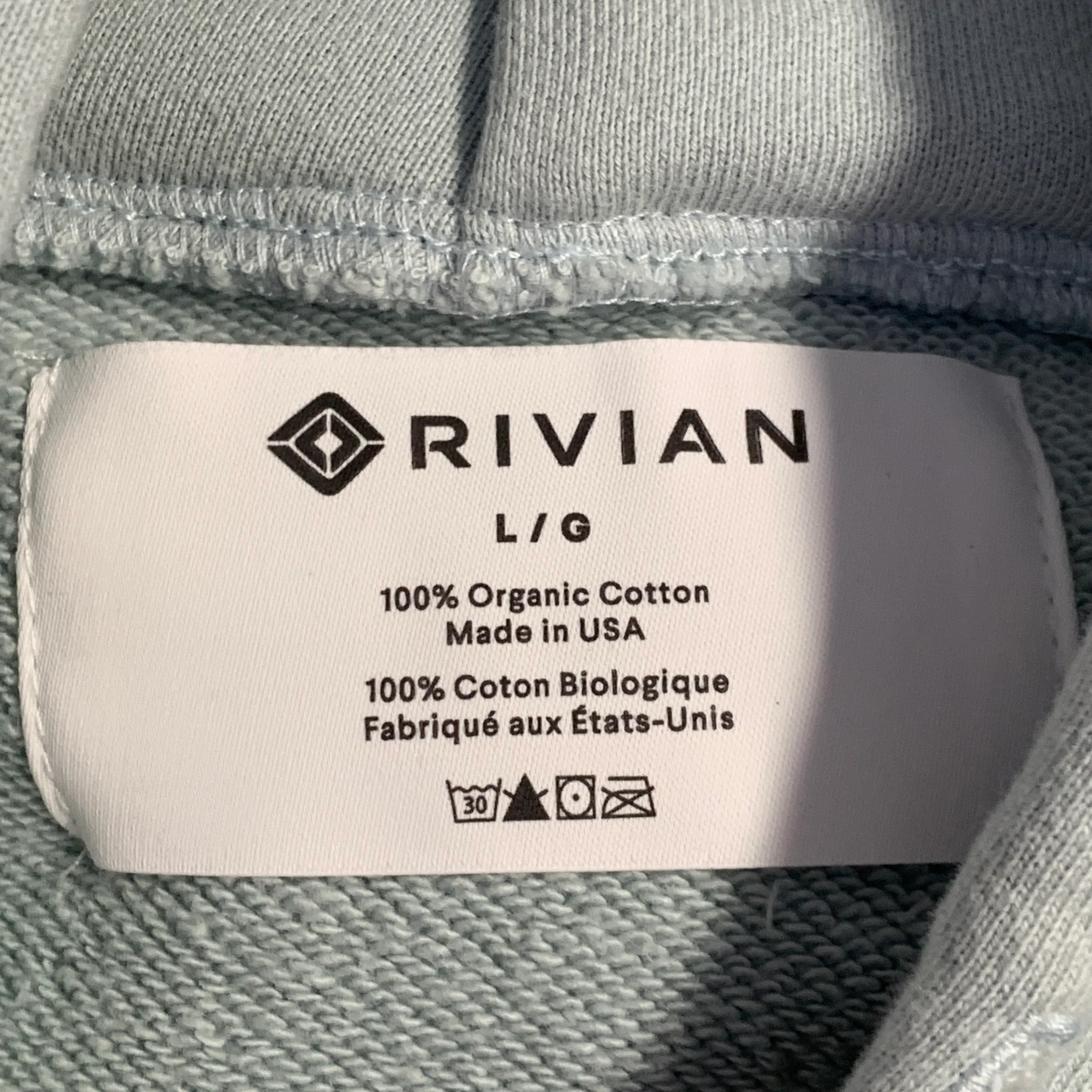 RIVIAN Size L Normal Light Blue Logo Cotton Hooded Sweatshirt - Image 5