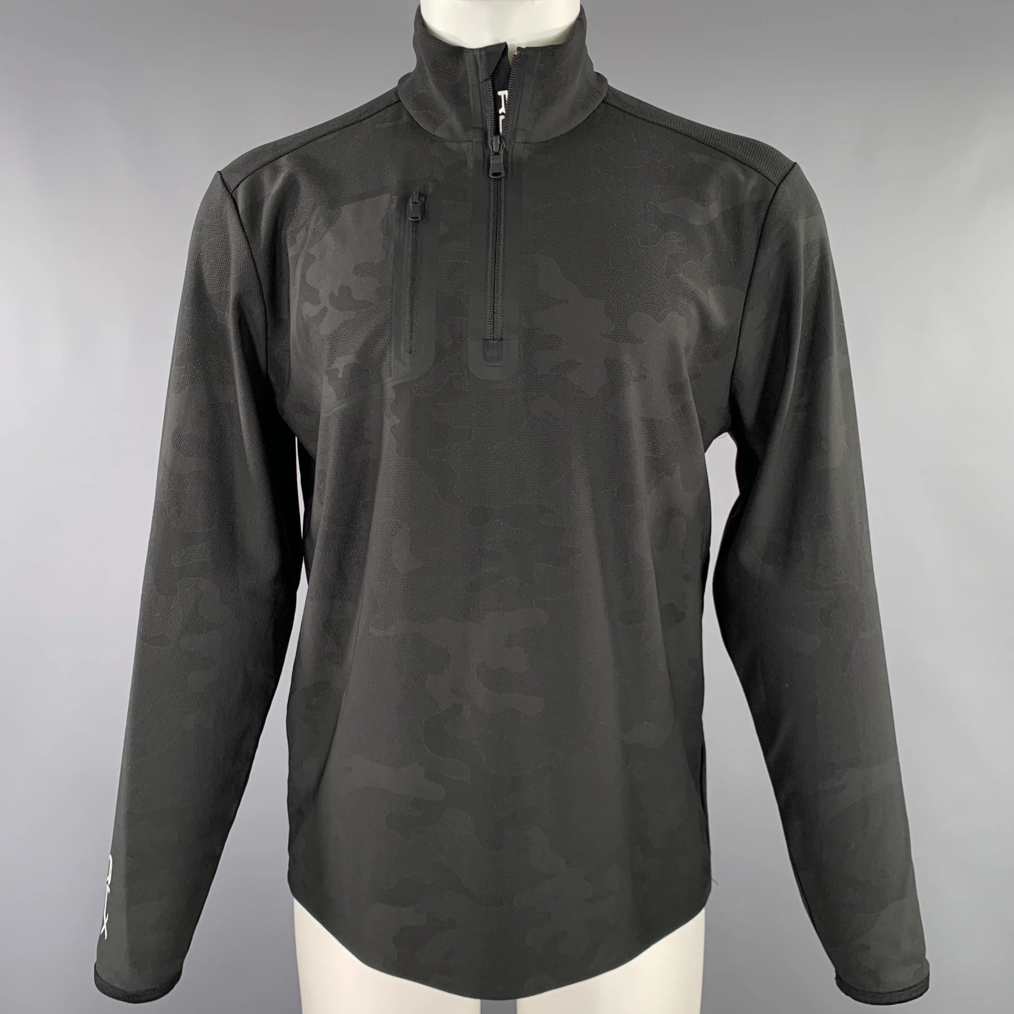 RLX by RALPH LAUREN Size M Black Camouflage Stretchy Half Zip Jacket