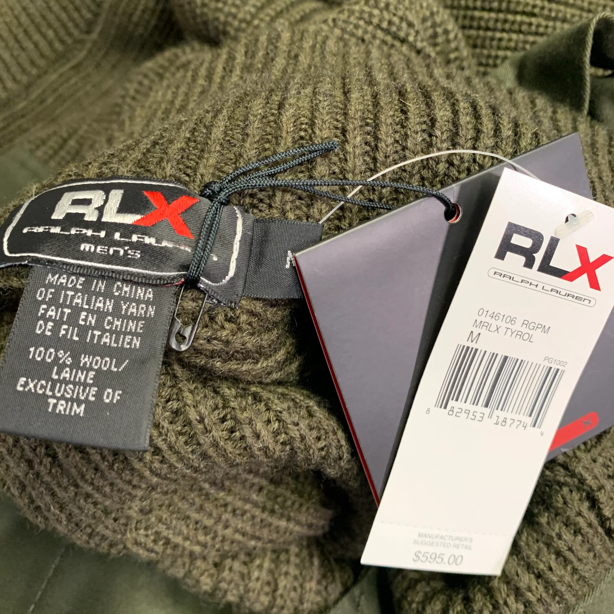 RLX by RALPH LAUREN Size M Forest Green Wool Knit High Neck Sweater - Image 4