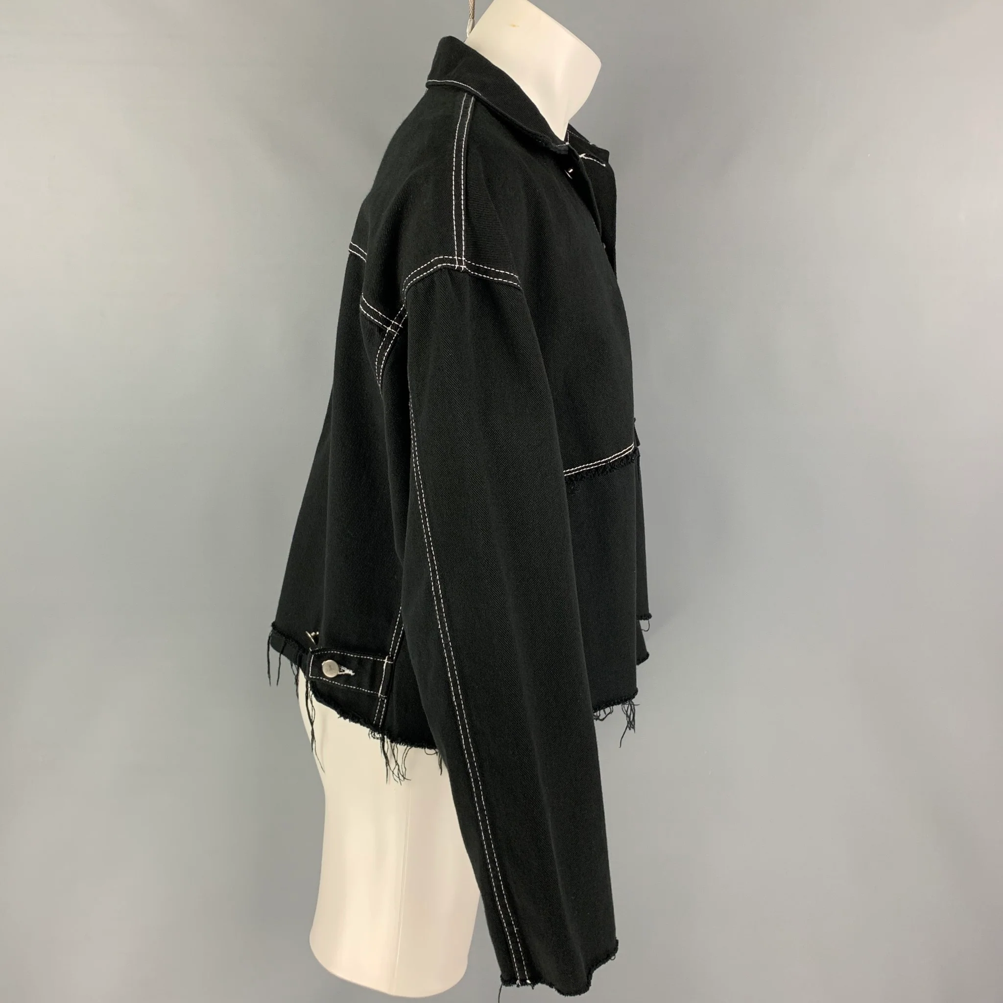 ROAD Size One Size Black White Contrast Stitch Oversized Jacket - Image 3