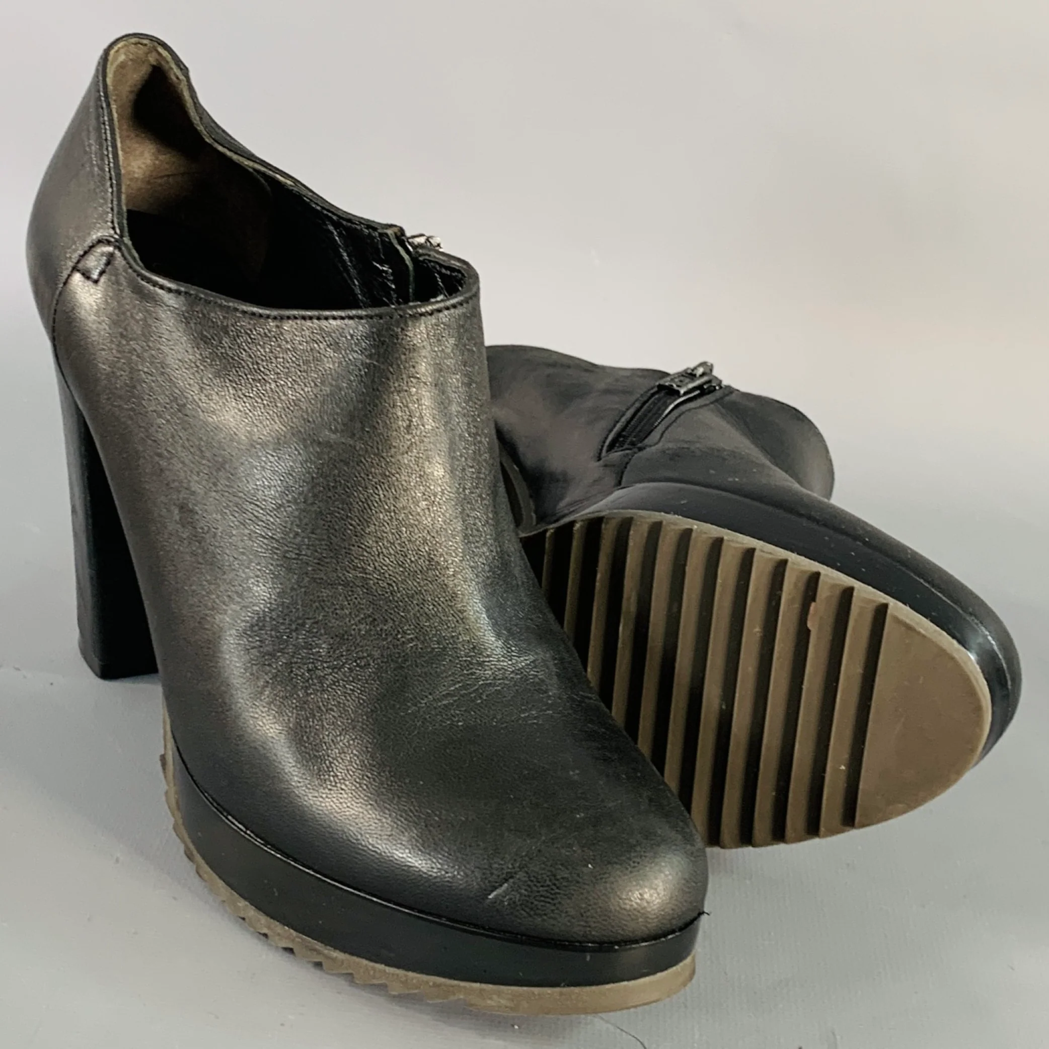 ROBERT CLERGERIE Size 6 Black Leather Side Zipper Platform Ankle Booties - Image 5