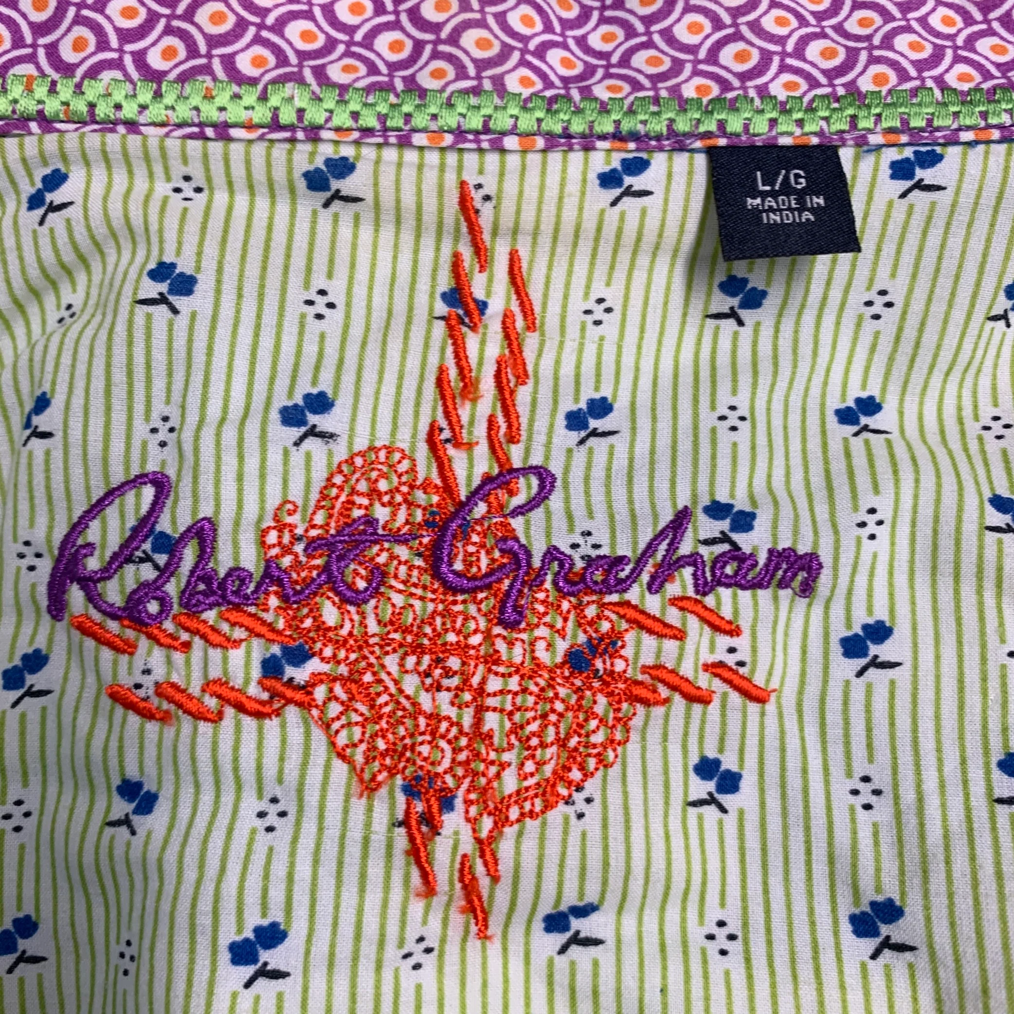 ROBERT GRAHAM Size L Blue Multi Color Hawaiian Cotton Short Sleeve Shirt - Image 5
