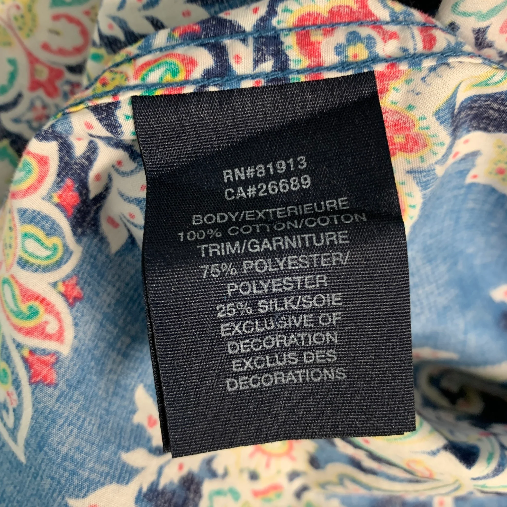 ROBERT GRAHAM Size L Blue Multi Color Print Cotton Button Up Long Sleeve Shirt - Image 5