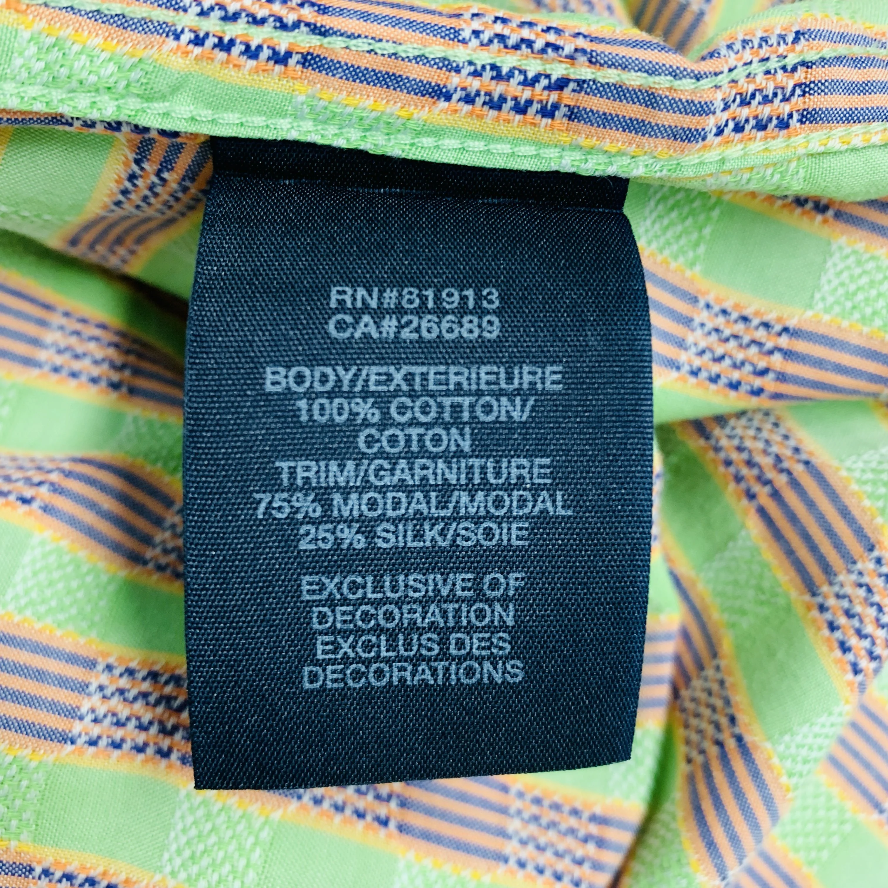 ROBERT GRAHAM Size L Green Navy & Orange Stripe Cotton Long Sleeve Shirt - Image 6